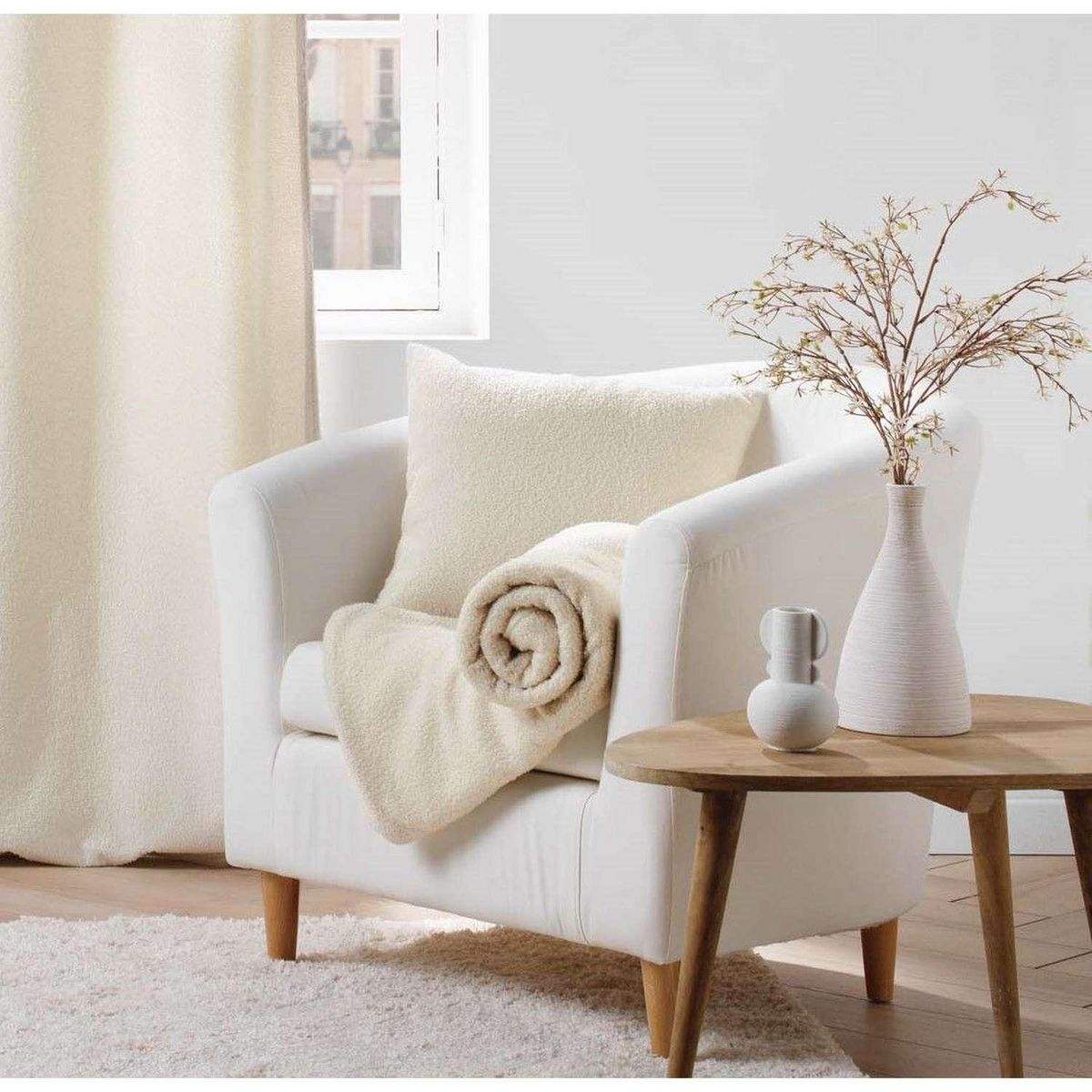 Douceur d'Intérieur Coussin déhoussable BELI - Bouclette unie