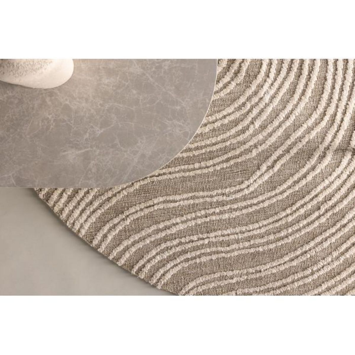 Paris Prix Tapis Déco Rond  Melle  200cm Beige