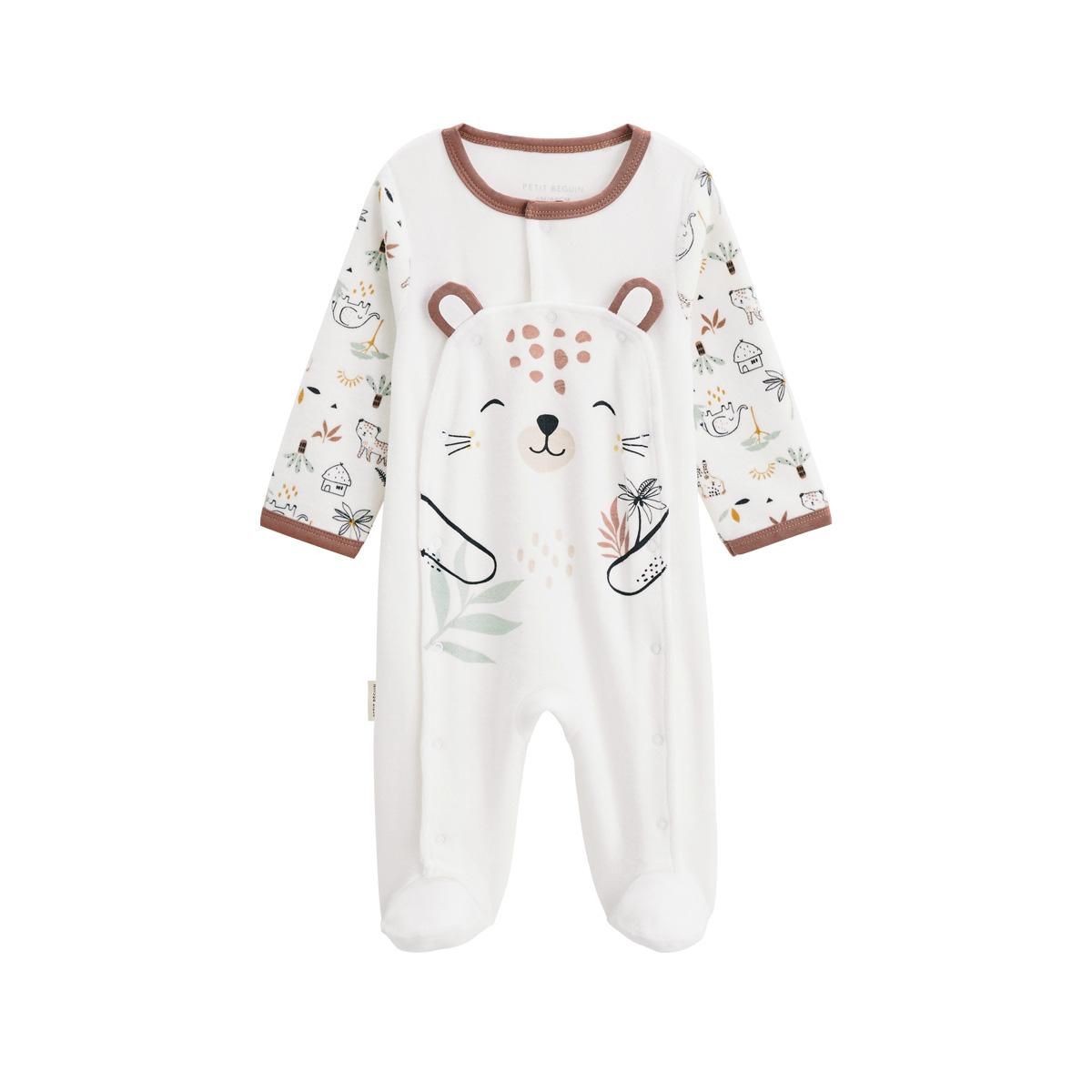 Petit Béguin Pyjama bébé en velours ouverture pont Yao