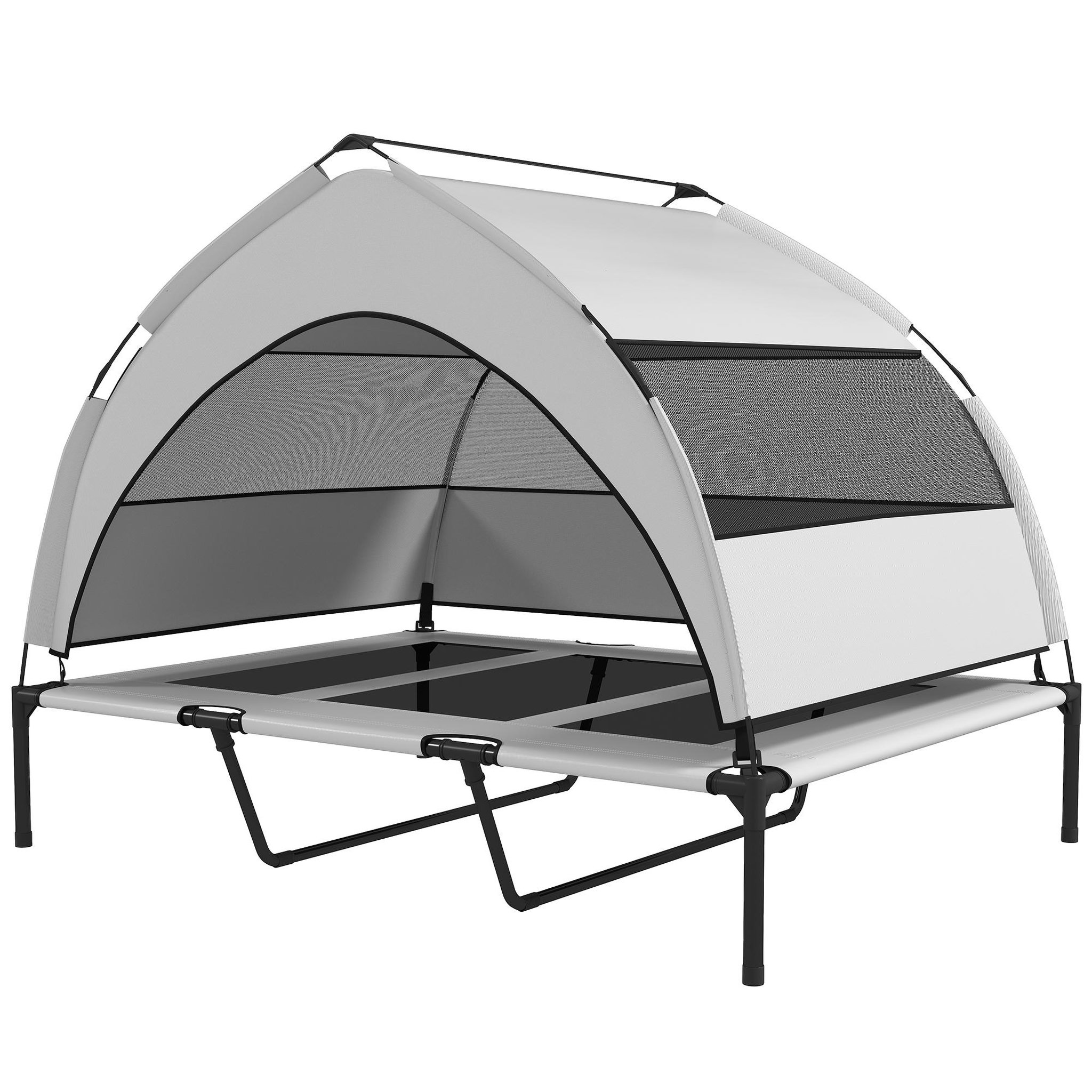 PAWHUT Lit pour chien sur pieds grande taille XXL avec auvent gris