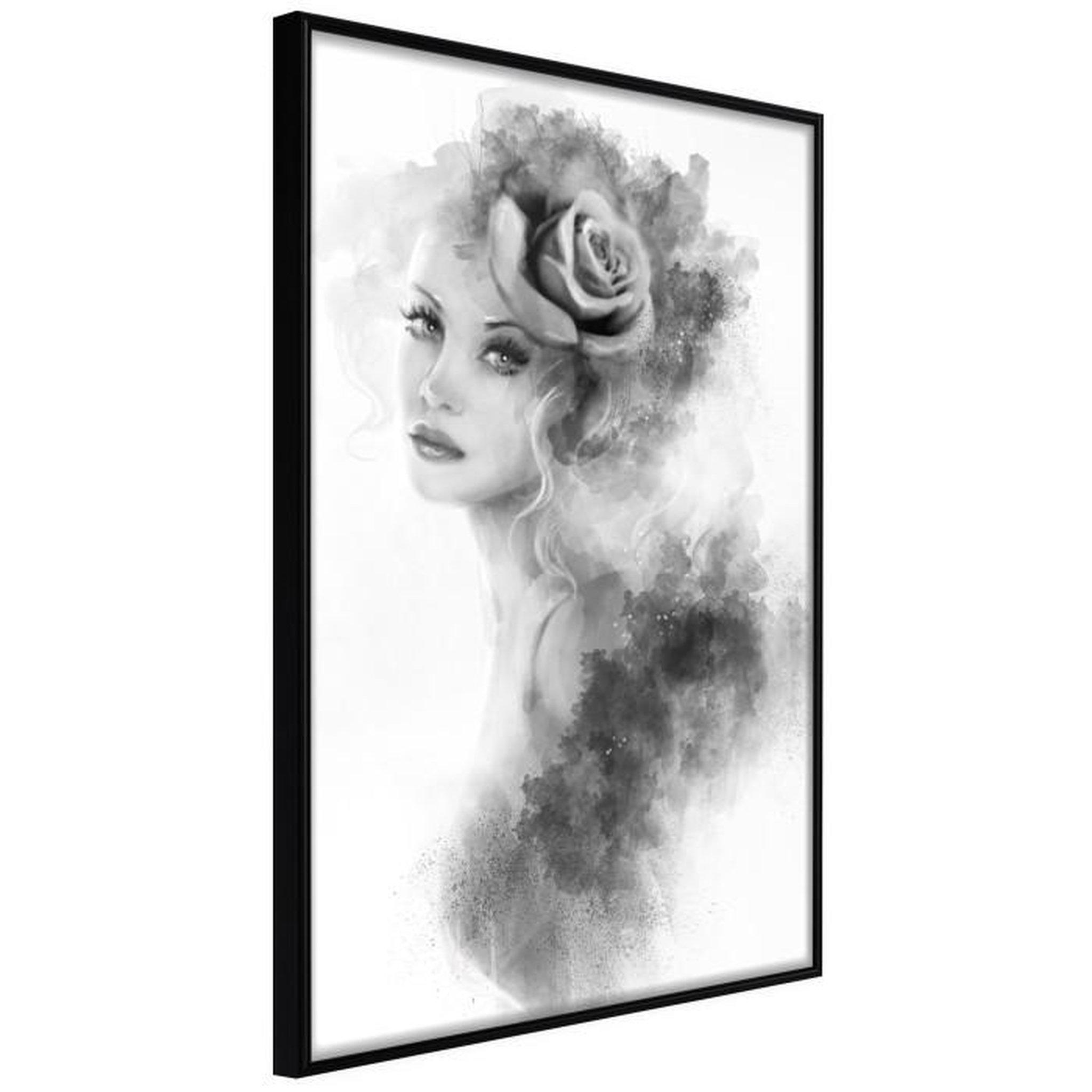Paris Prix Affiche Murale Encadrée  Mysterious Lady. Coloris disponibles : Noir, Jaune
