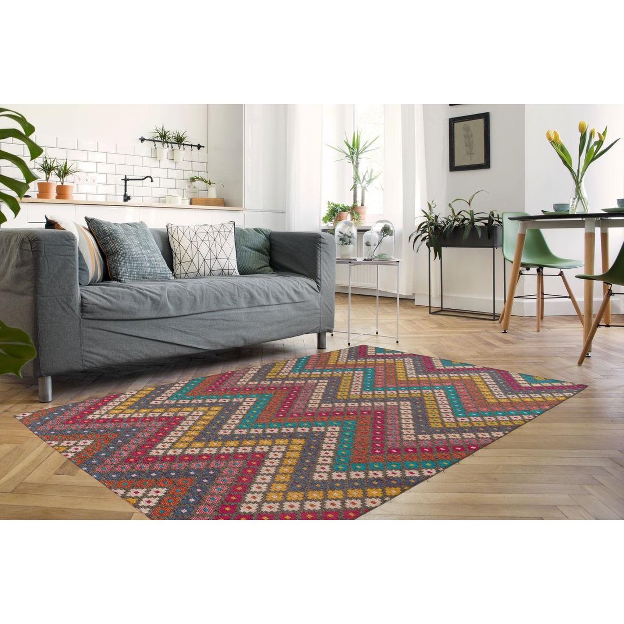 Voir la diapositive 4 : Paris Prix Tapis Tissé Imprimé  Primavera  Multicolore