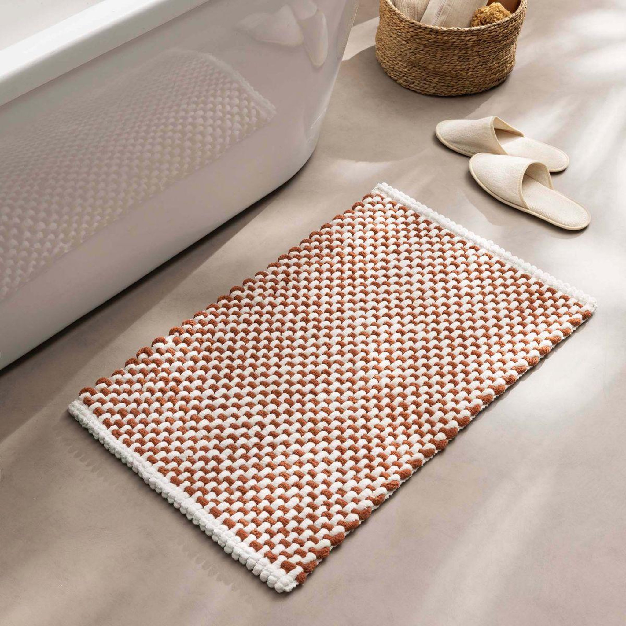 Voir la diapositive 5 : Douceur d'Intérieur Tapis de bain en chenille  rafael  50x80cm terracotta