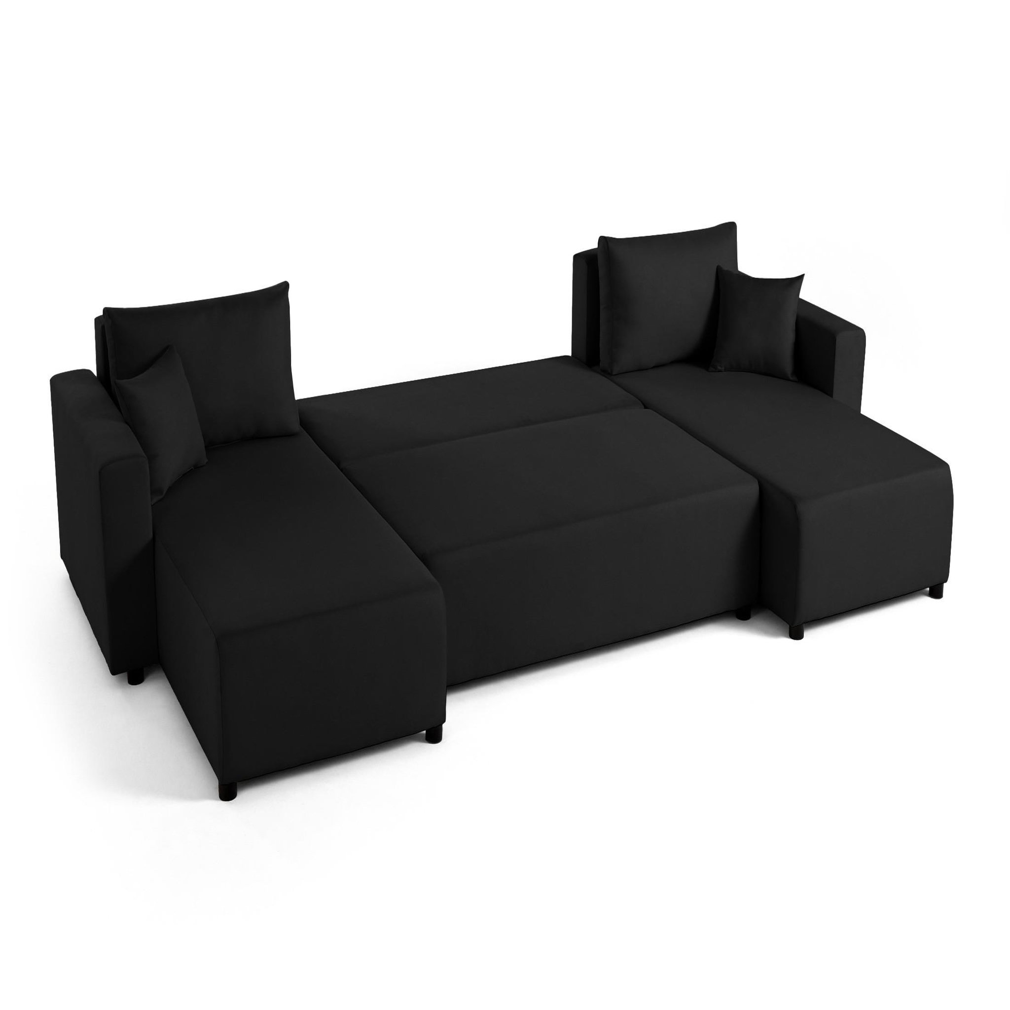 Voir la diapositive 3 : BEST MOBILIER Regala - canapé panoramique - 7 places - convertible avec coffre - en tissu