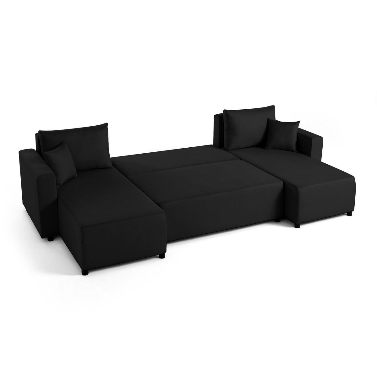 BEST MOBILIER Regala - canapé panoramique - 7 places - convertible avec coffre - en tissu