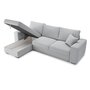 Canapé d'angle convertible réversible  6 places avec coffre MEMPHIS tissu gris clair 