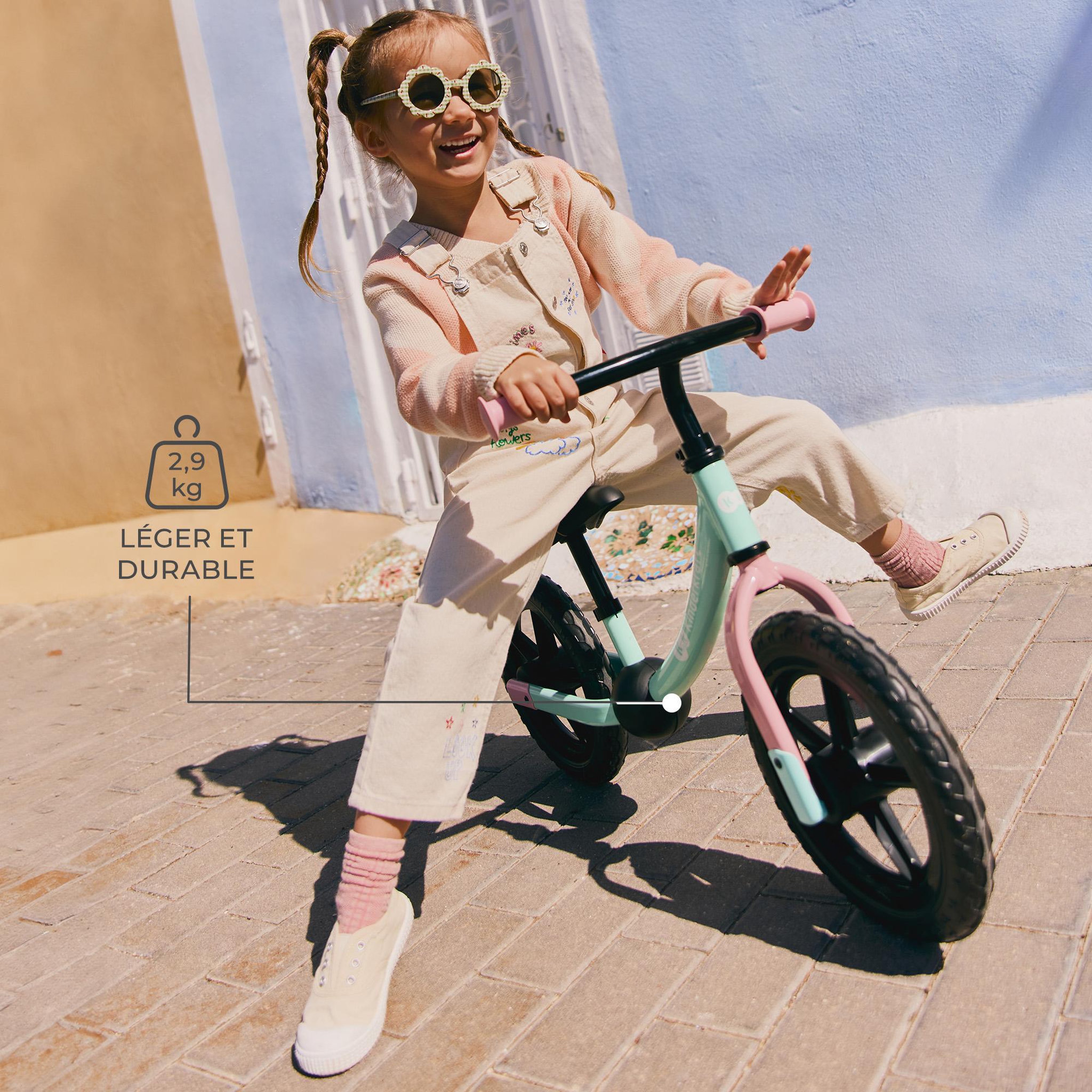 Voir la diapositive 3 : KINDERKRAFT Draisienne enfant grandes roues tout terrain réglable
