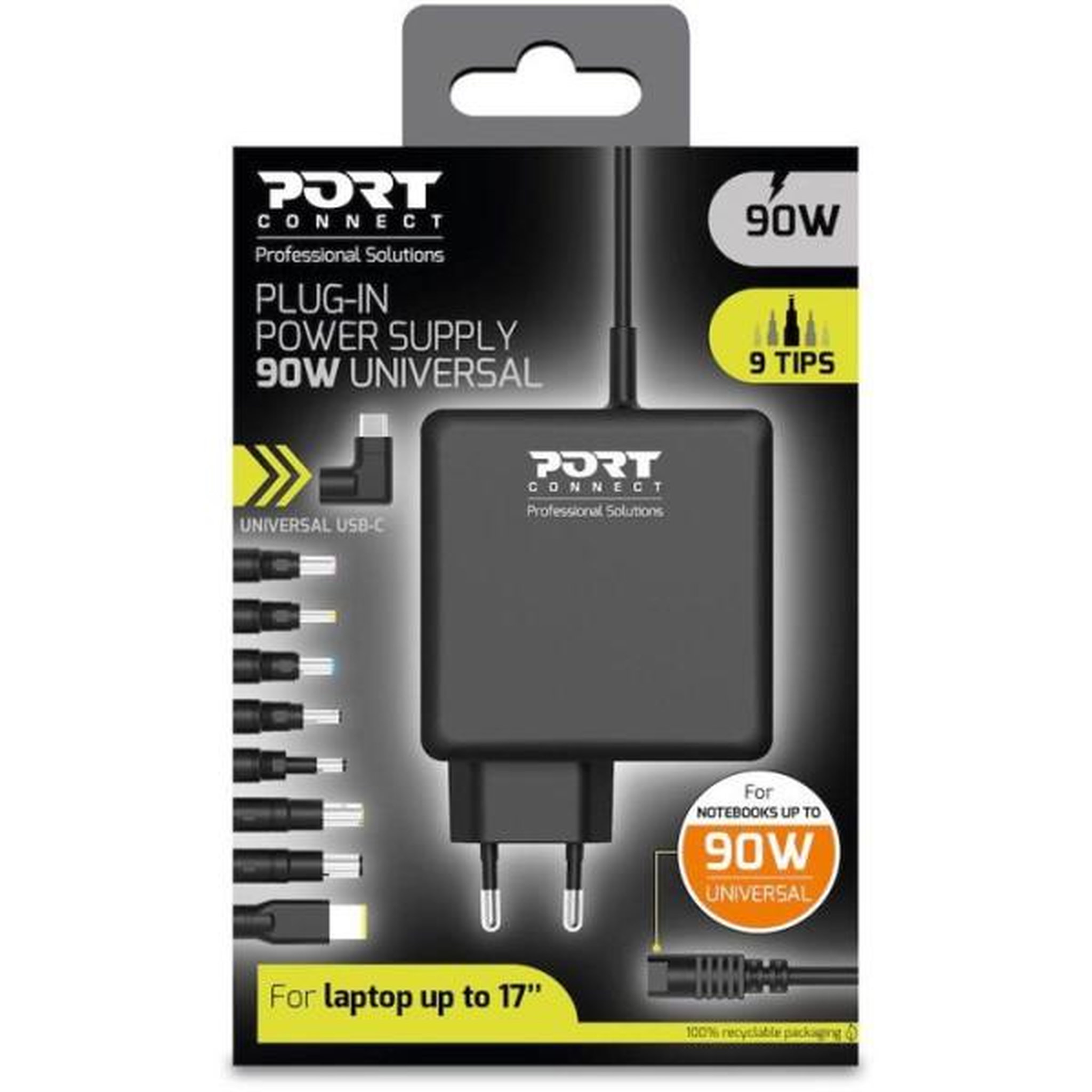 Voir la diapositive 6 : PORT DESIGNS Alimentation pc - port designs - universelle - embouts + usb-c - 90 w