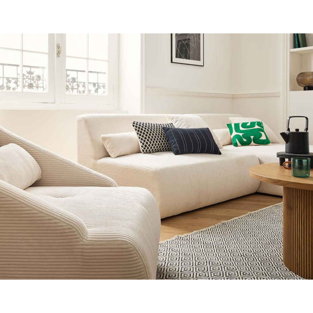 LISA DESIGN Onyx - canapé modulable d'angle réversible 4 places - en velours côtelé