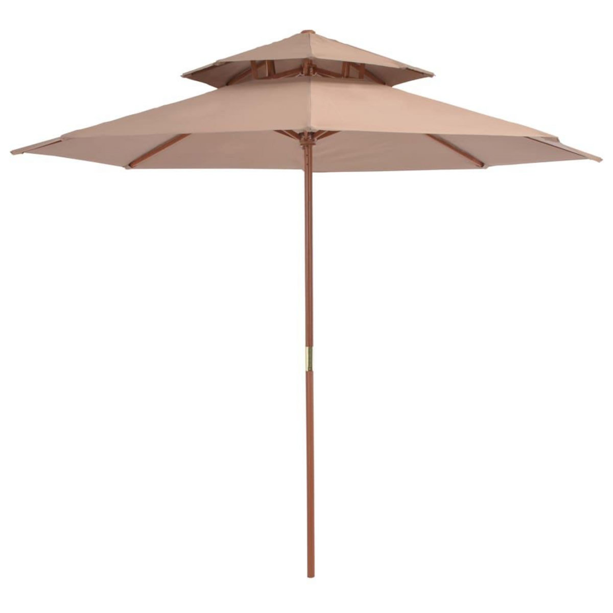 VIDAXL Parasol a deux etages avec mat en bois 270 cm taupe