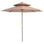 Voir la diapositive 1 : VIDAXL Parasol a deux etages avec mat en bois 270 cm taupe