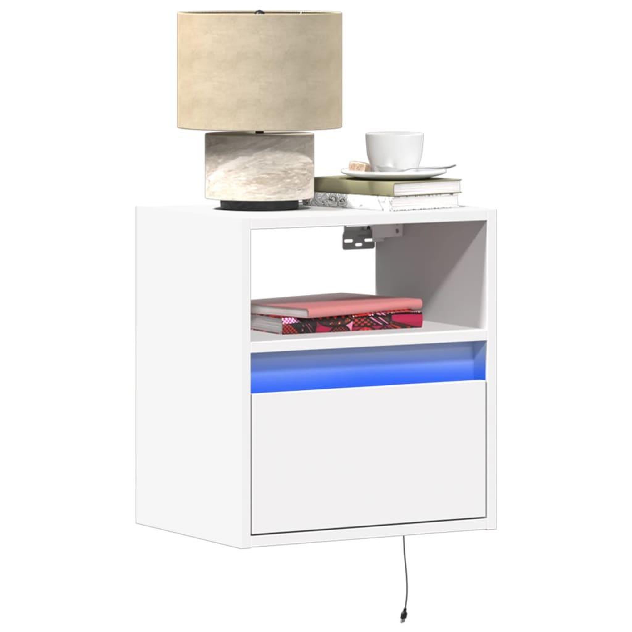 VIDAXL Tables de chevet murales avec lumieres LED 2 pcs blanc