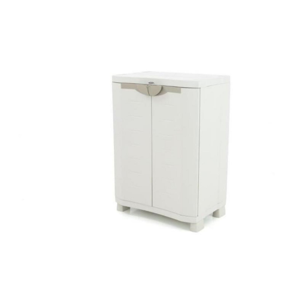 PLASTIKEN SPACESAVER 70 PLASTIKEN Armoire basse 2 portes avec etageres - l 70 x p 45 x h 100 cm - Gamme Space SAVER - Interieur et Exterie