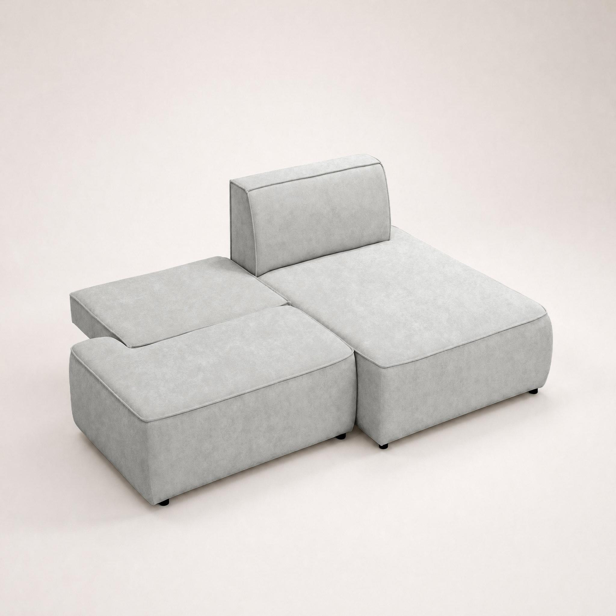 Voir la diapositive 3 : BEST MOBILIER Lisette - canapé d'angle droit 4 places convertible avec coffre en velours