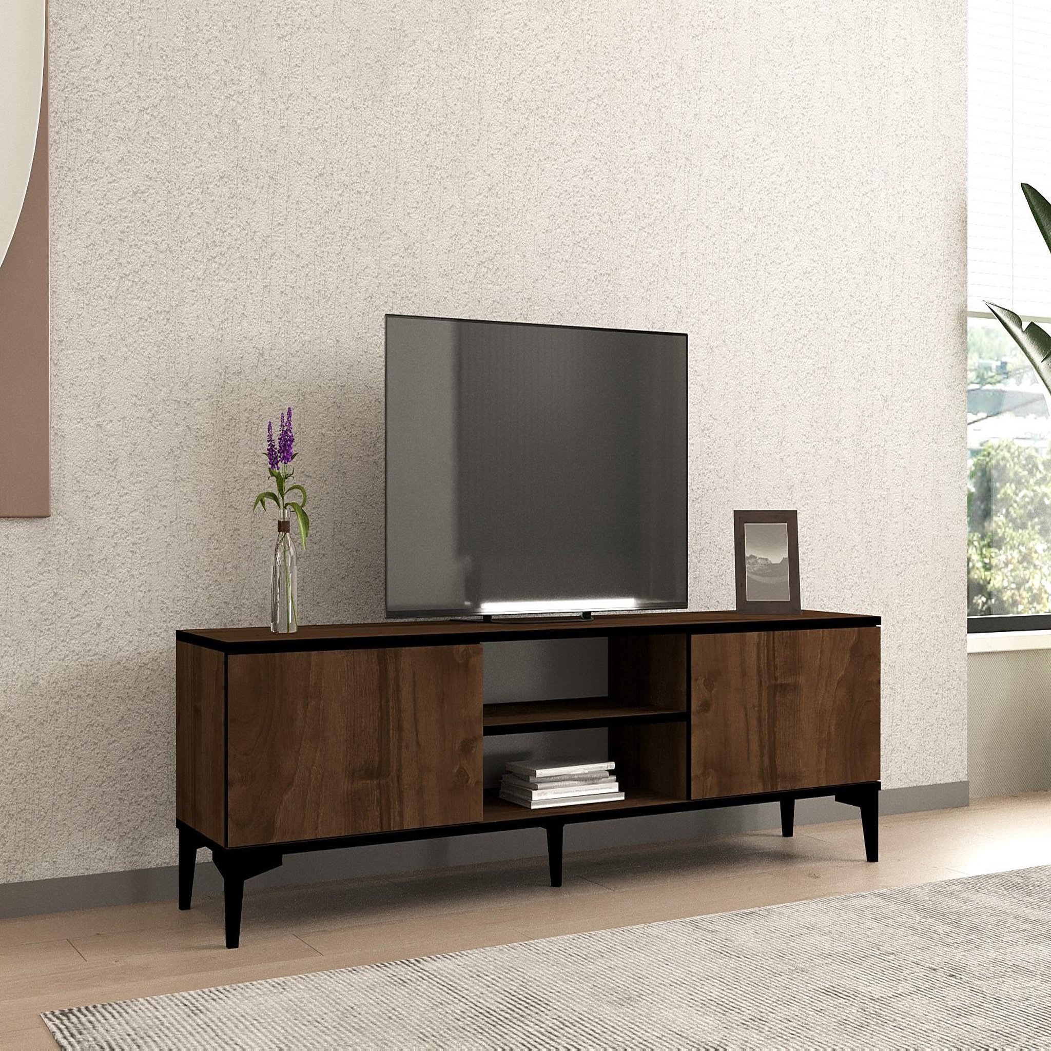 Voir la diapositive 2 : Habitat et Jardin Meuble tv en bois  erem  - 180 x 40 x 45 cm - noyernoir