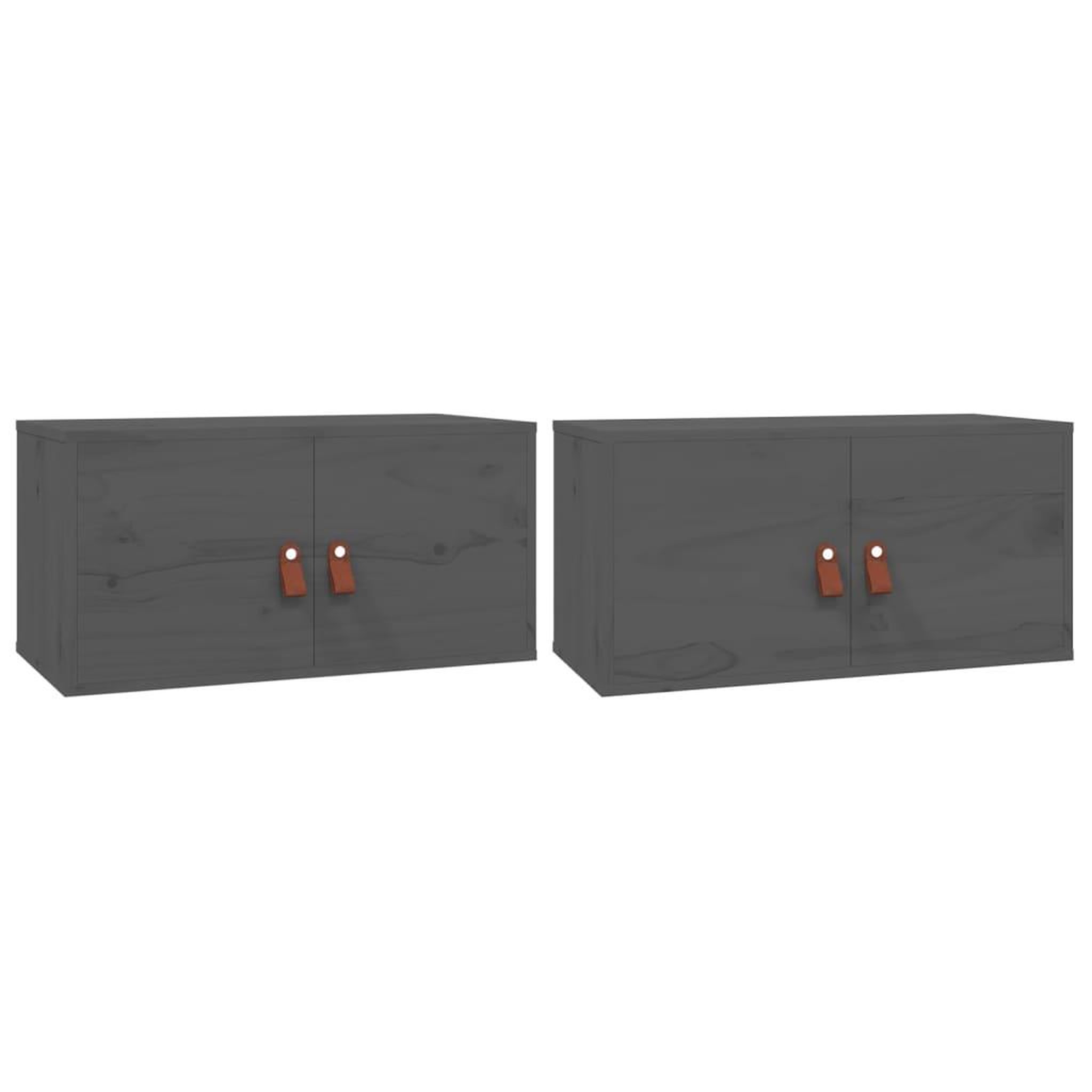 Voir la diapositive 2 : VIDAXL Armoires murales 2 pcs Gris 60x30x30 cm Bois de pin massif