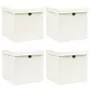 VIDAXL Boîtes de rangement avec couvercles 4pcs Blanc 32x32x32cm Tissu