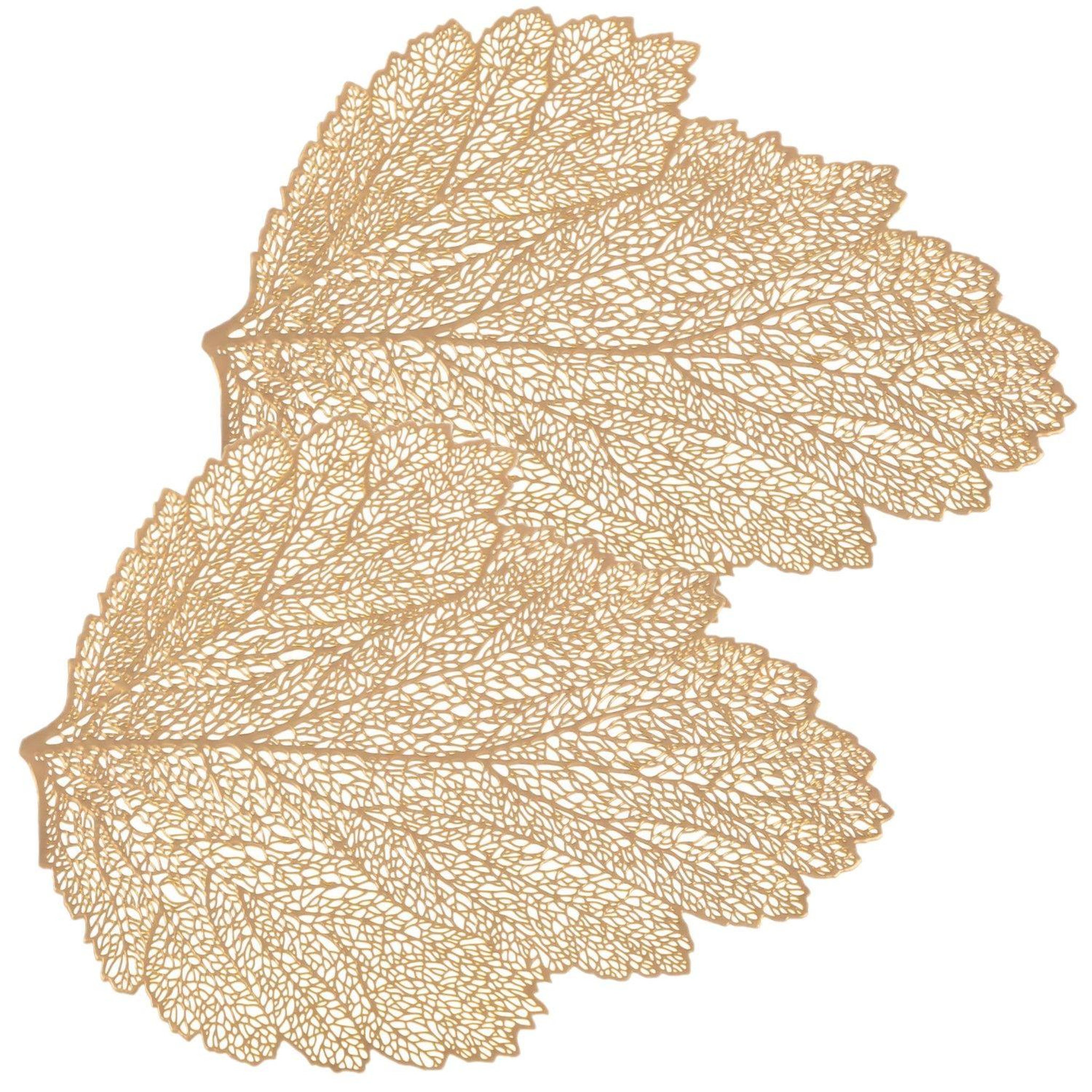 FEERIC LIGHT & CHRISTMAS Lot de 2 sets de table motif feuille - 47 x 36 cm - Doré