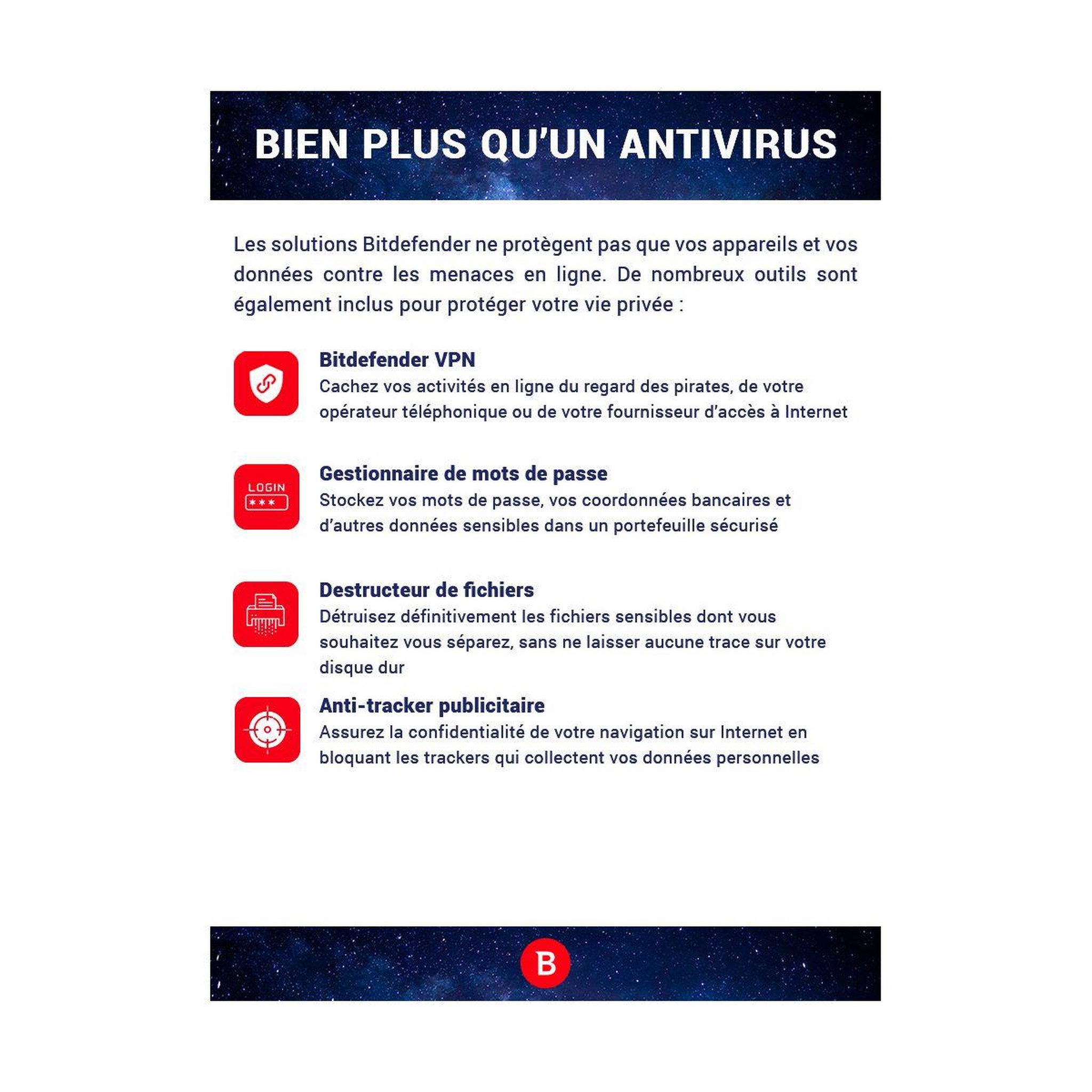 Voir la diapositive 2 : BITDEFENDER Logiciel antivirus et optimisation Antivirus Plus - 1 an - 1 PC