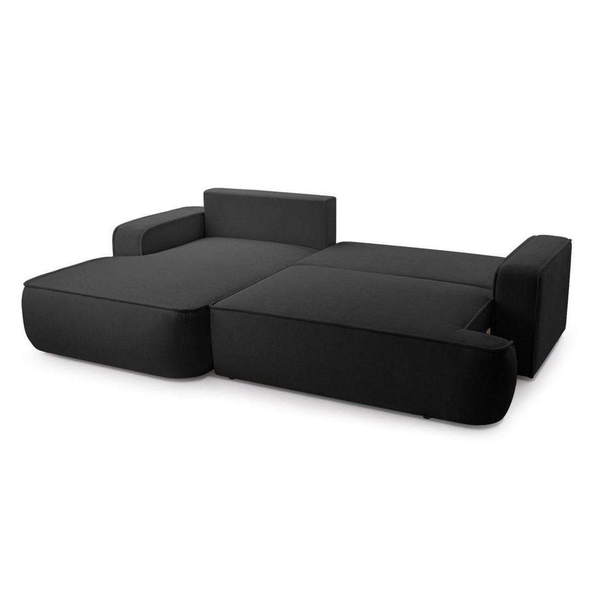 BEST MOBILIER Nessino - canapé d'angle gauche 4 places - convertible avec coffre - en tissu texturé