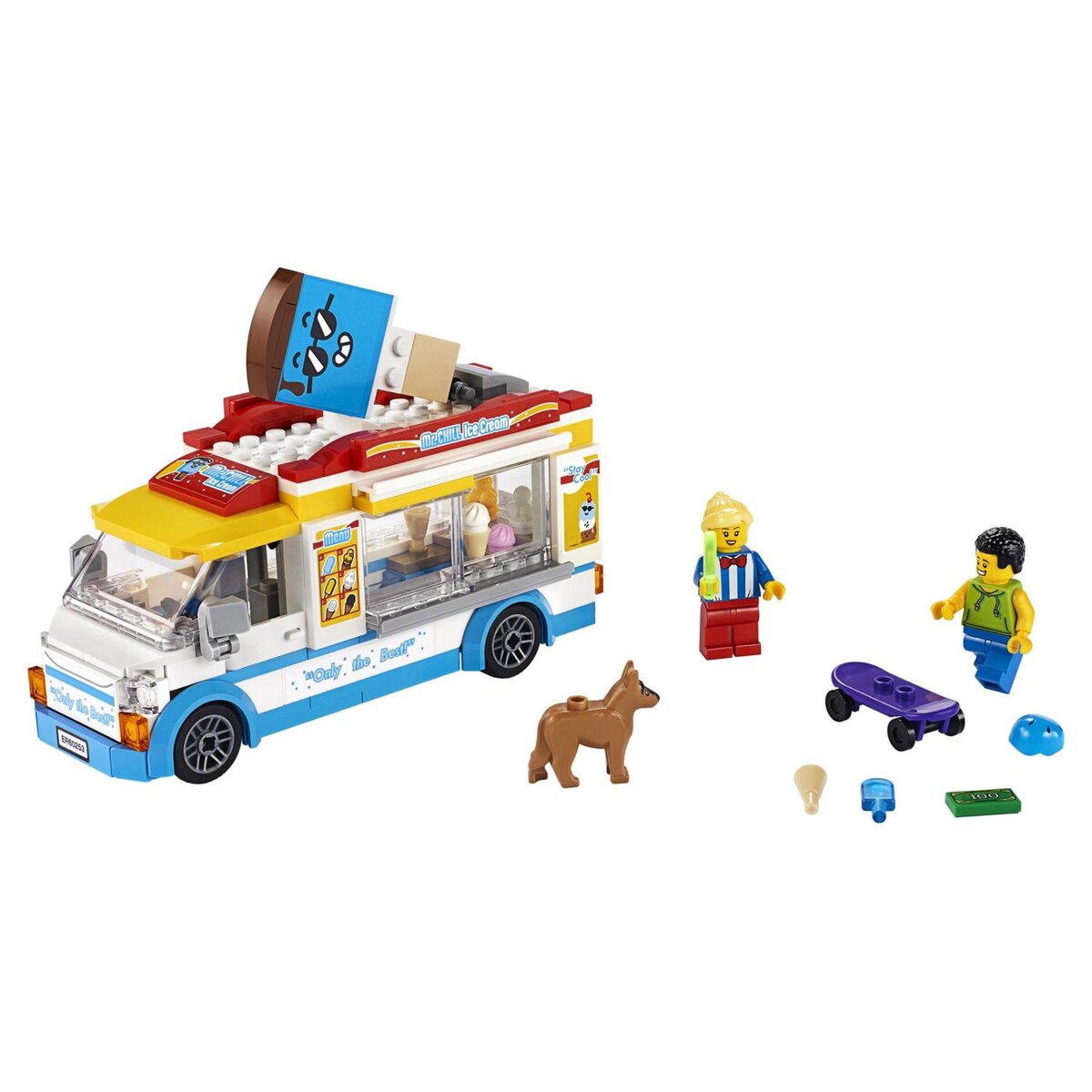 LEGO City 60253 - Le camion de la marchande de glaces, avec Skateur et Figurine Chien, Jouet pour Enfants dès 5 Ans