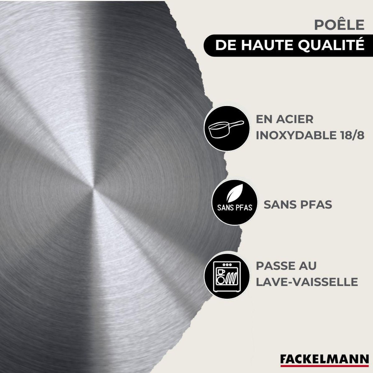 Fackelmann Set de 1 poêle de 28 cm en inox et couvercle en verre Fackelmann Eterna