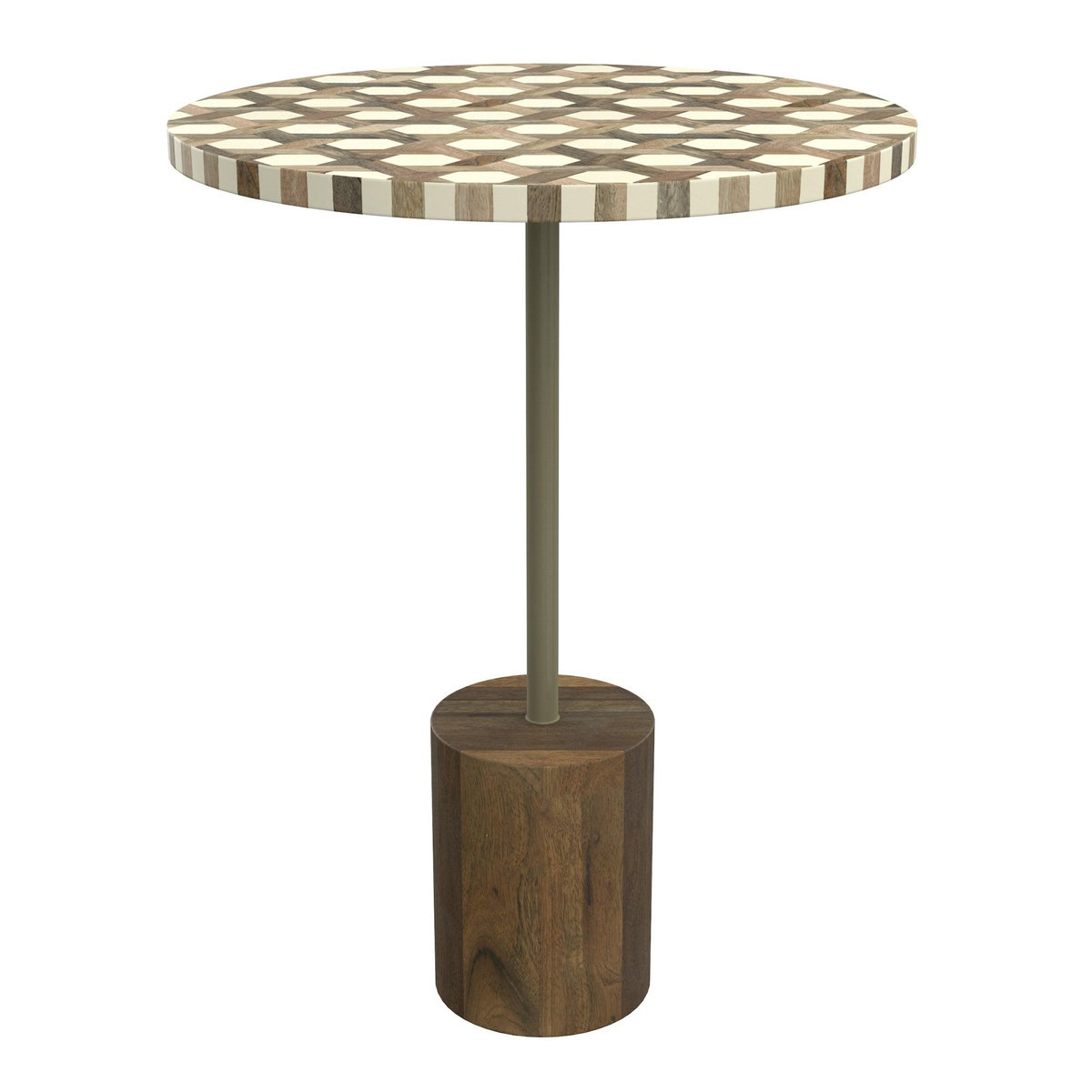 Rendez vous déco Table d'appoint ronde en bois de manguier et résine  D45 cm-Slimi