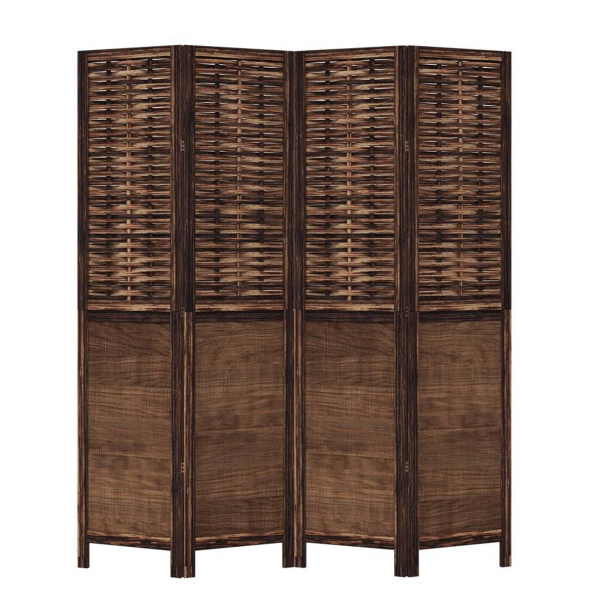 VIDAXL Cloison de separation 4 panneaux marron fonce paulownia massif