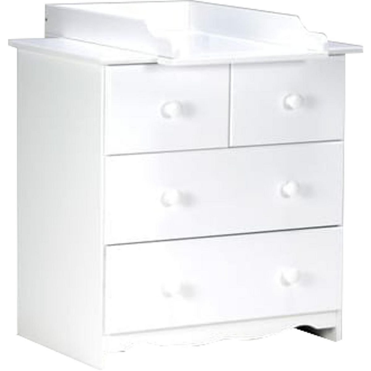 Commode + plan à langer amovible ROMANCE Blanc en bois massif