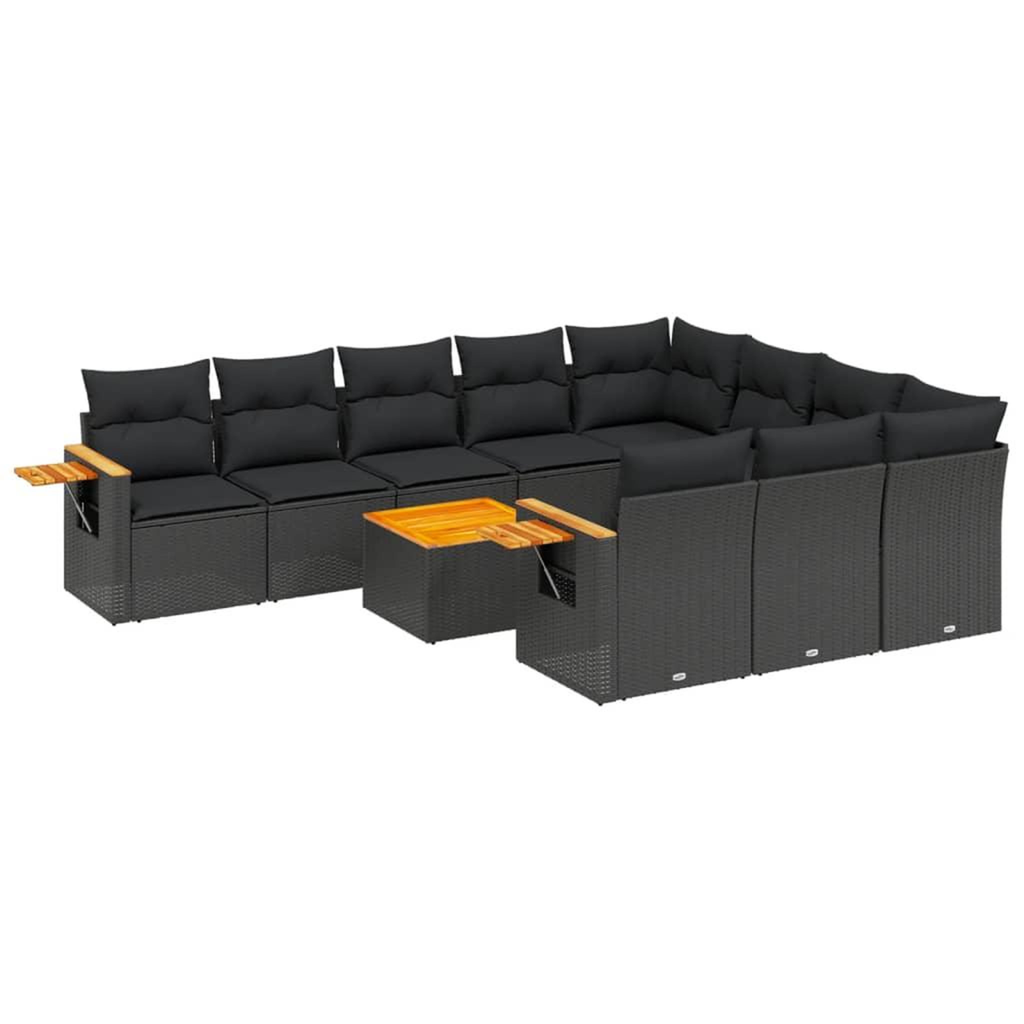 Voir la diapositive 2 : VIDAXL Salon de jardin 11 pcs avec coussins noir resine tressee