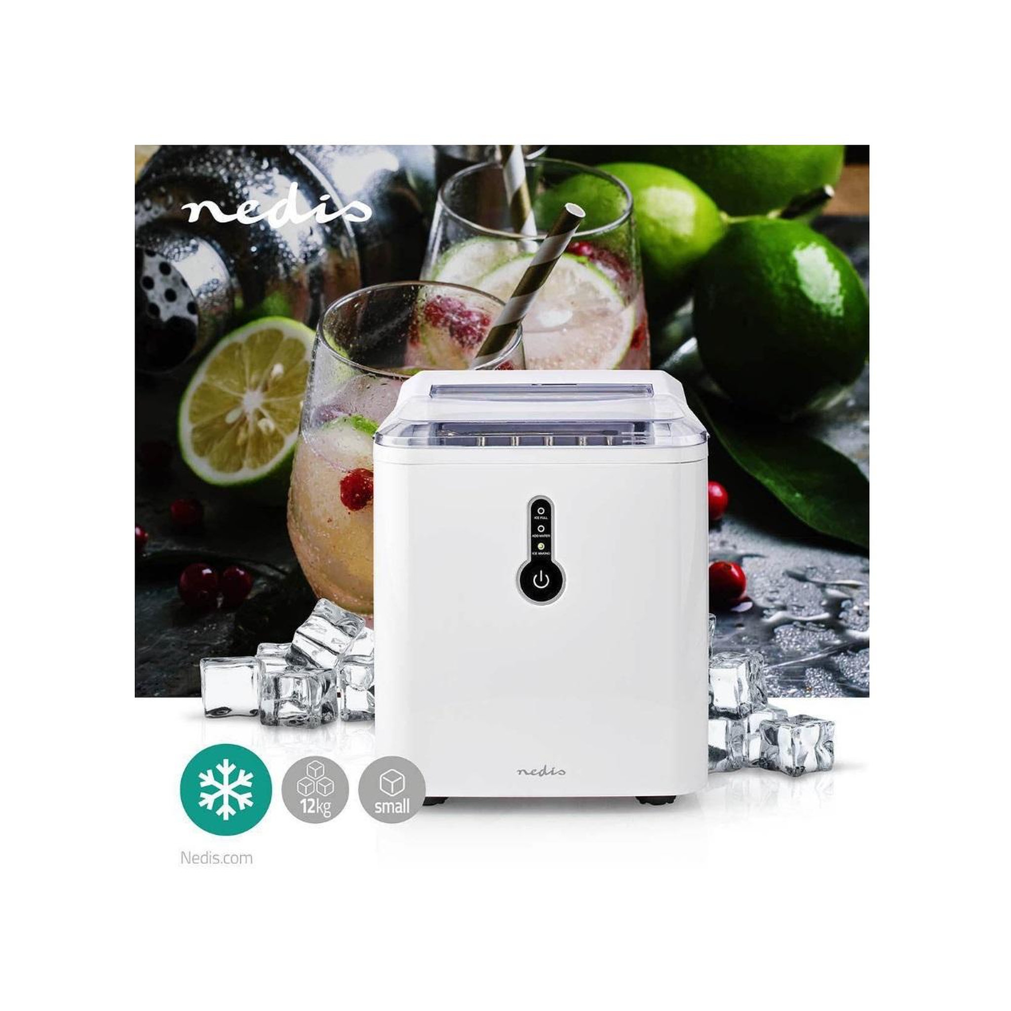 Voir la diapositive 6 : NEDIS Machine à glaçons 120w 12kg/24h - KAIC100FWT