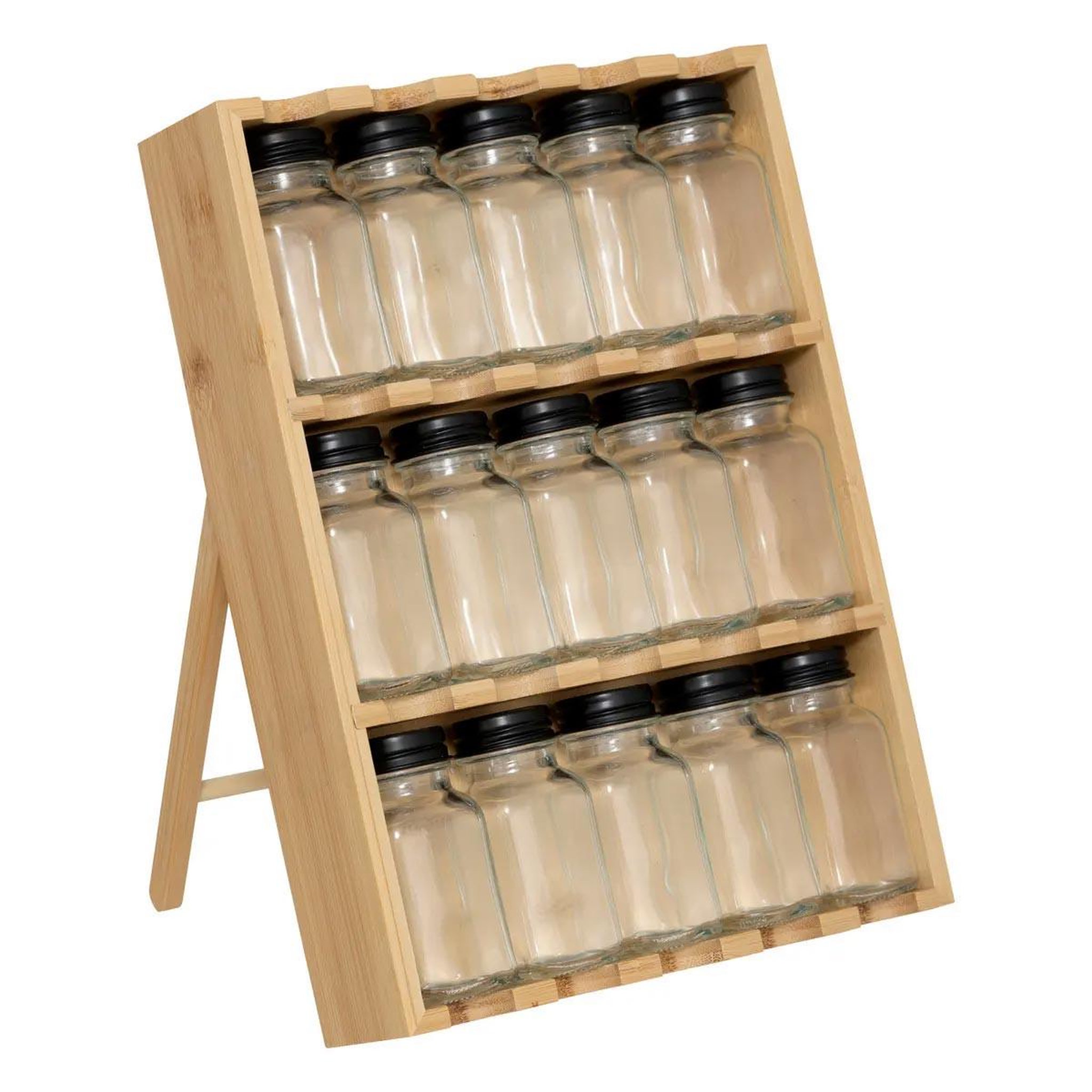 FIVE Lot de 15 pots à épices  rack tiroir  31cm naturel
