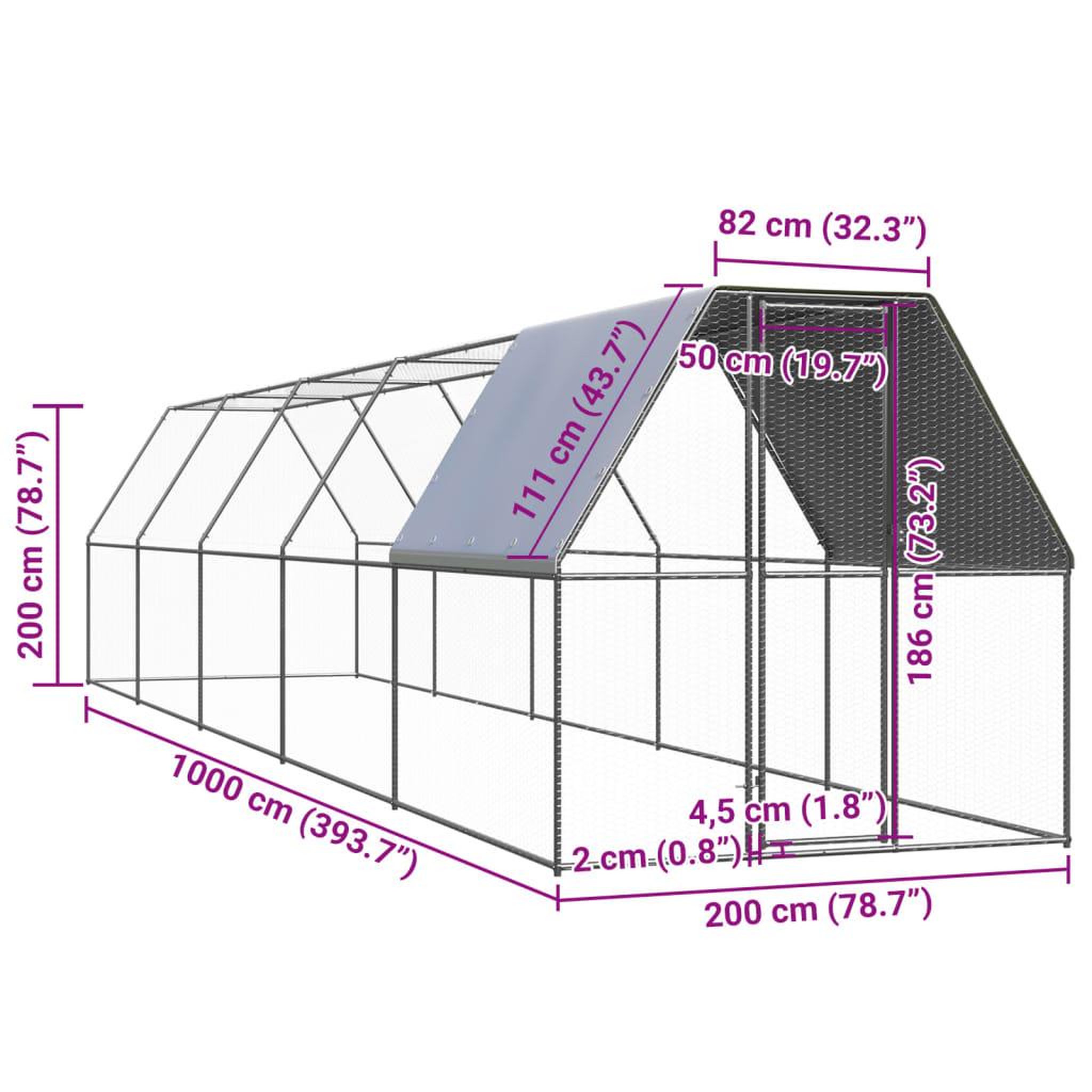 Voir la diapositive 5 : VIDAXL Poulailler d'exterieur 2x10x2 m Acier galvanise