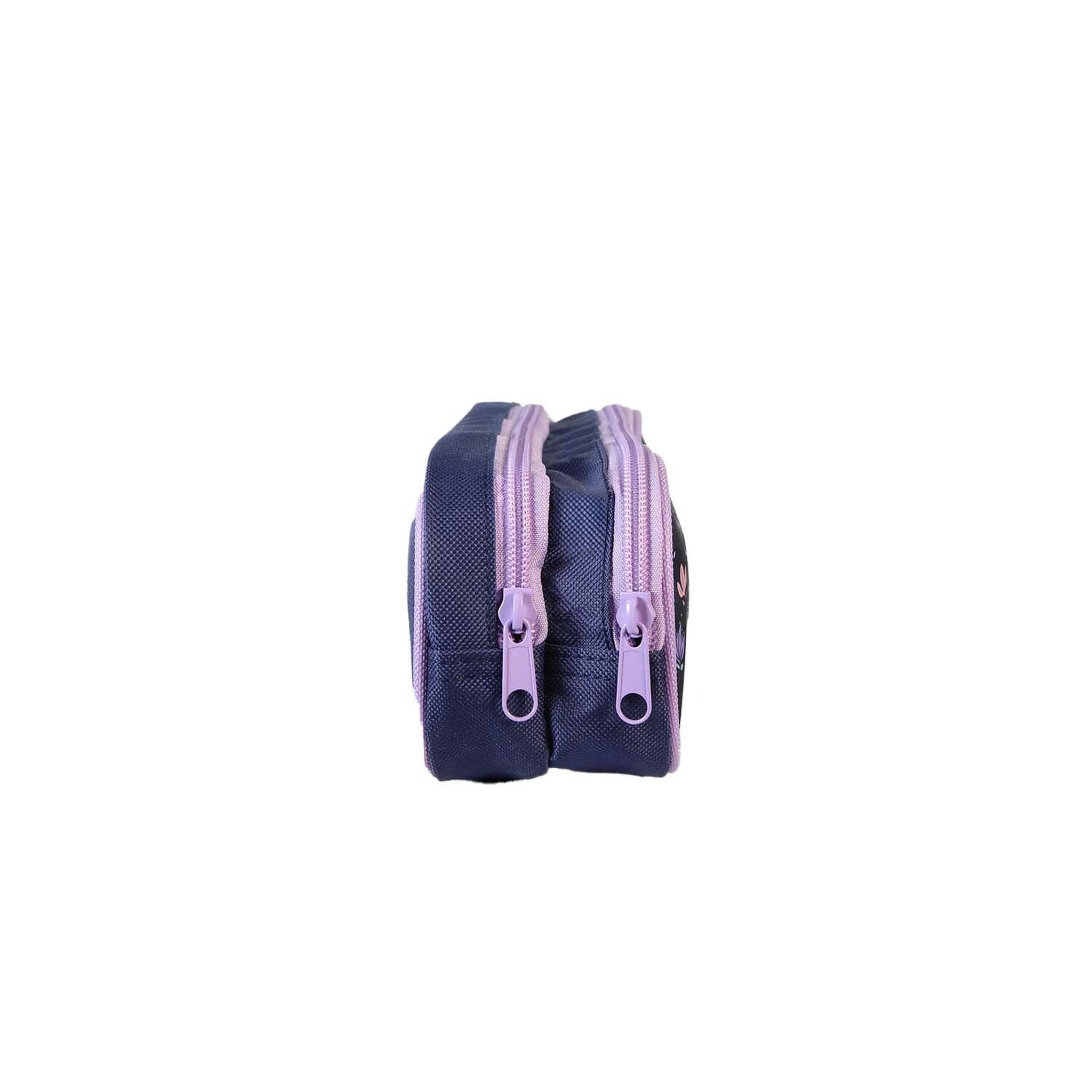 Voir la diapositive 3 : Bagtrotter Disney Frozen - La Reine des Neiges - Trousse Scolaire Rectangulaire - Bleu/Violet - Fille - 2 Compartiments Zippés