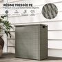 Voir la diapositive 5 : OUTSUNNY Coffre de jardin en résine tressée 66L dim. 28 x 55 x 60 cm plateau bois acacia gris