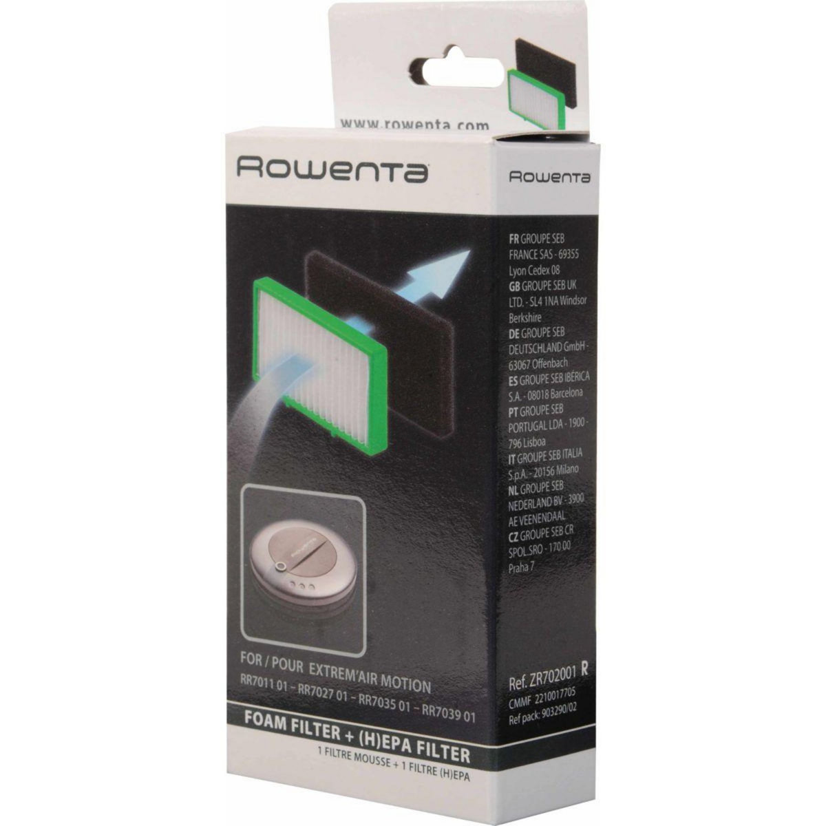 ROWENTA Filtre 1mousse + 1filtre Hepa