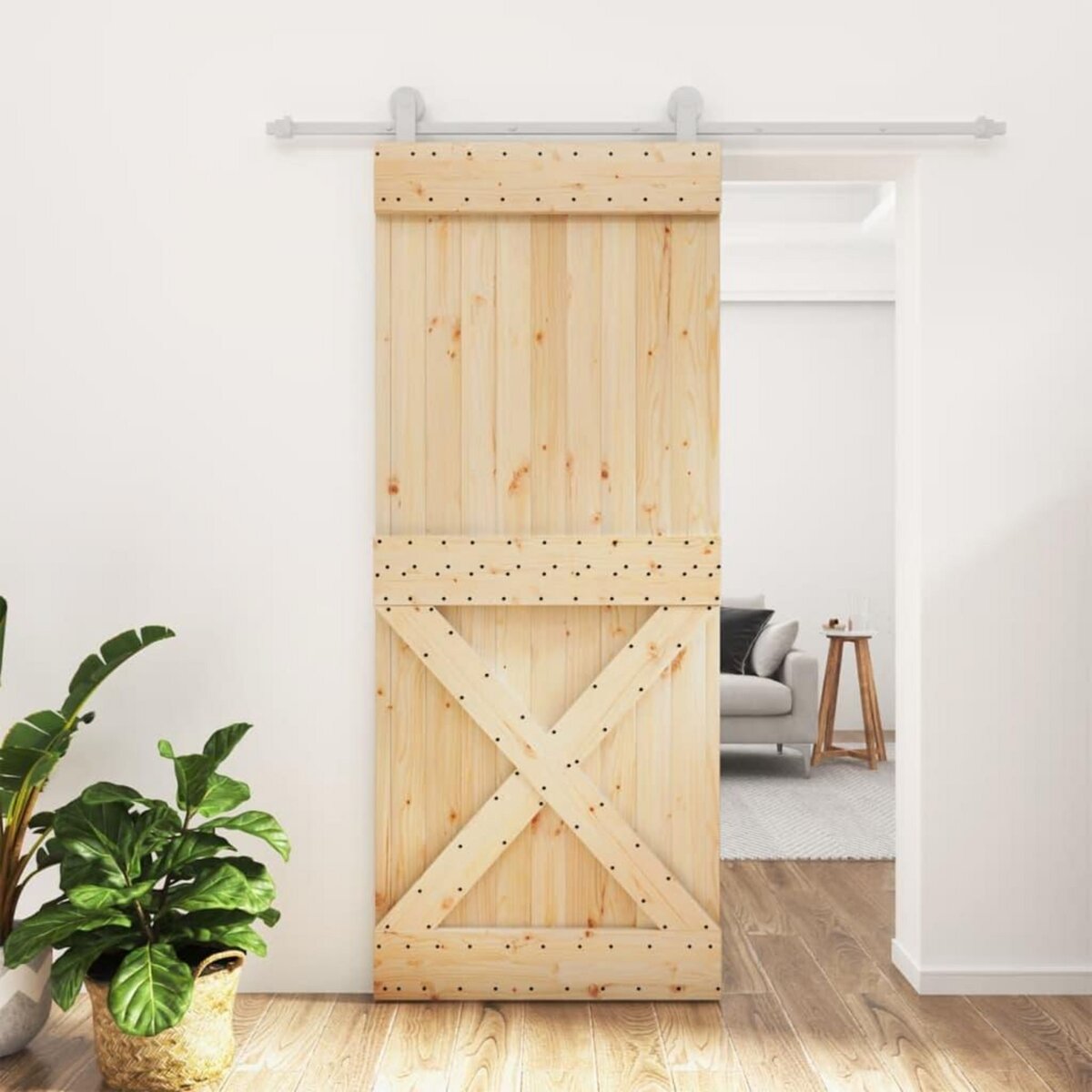 VIDAXL Porte coulissante et kit de quincaillerie 85x210 cm pin massif