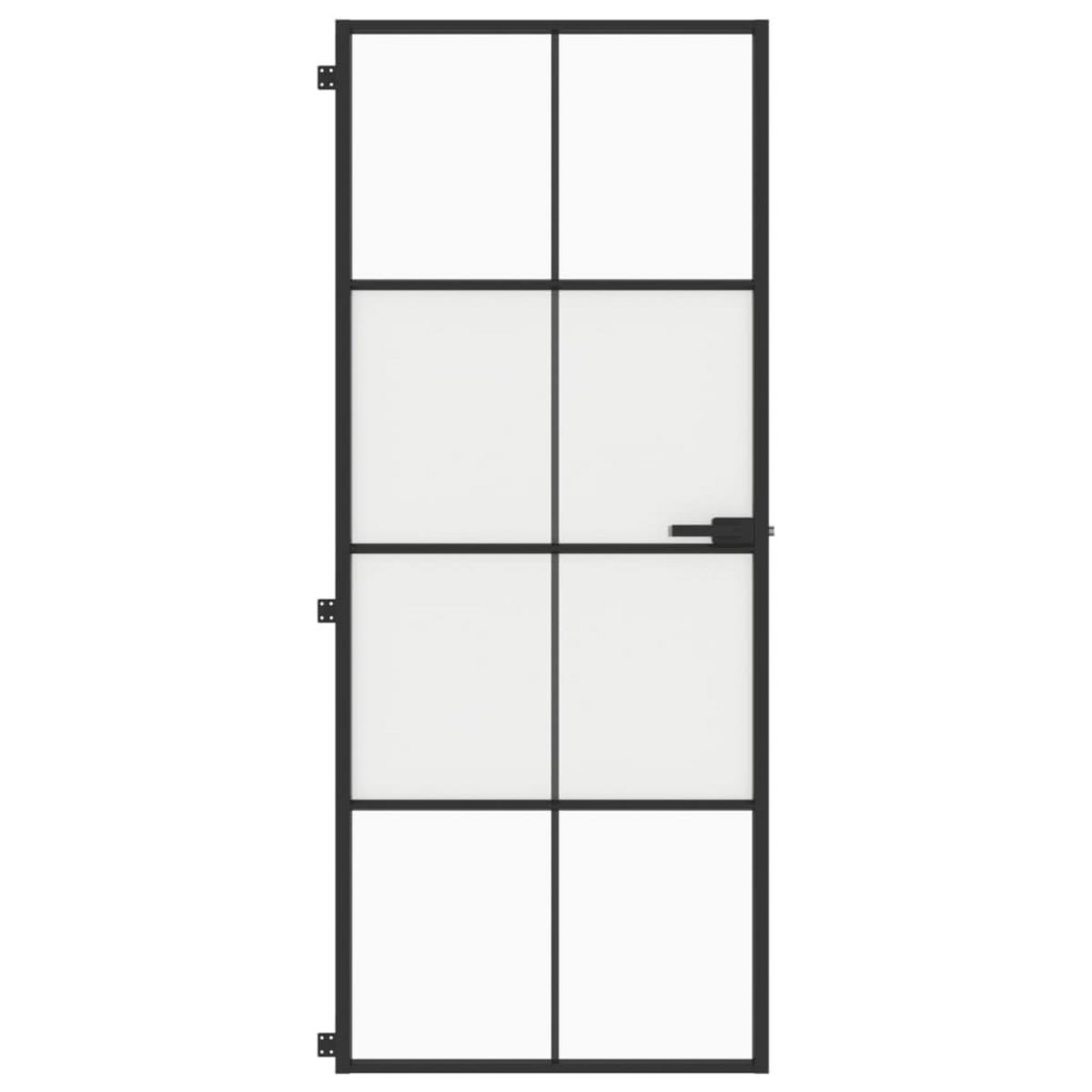 VIDAXL Porte interieure mince noir 83x201,5 cm verre trempe aluminium