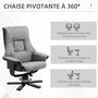 Voir la diapositive 6 : HOMCOM Fauteuil relax style contemporain - dossier inclinable, repose-pied - piètement bois peuplier noir tissu technique gris