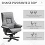 Voir la diapositive 6 : HOMCOM Fauteuil relax style contemporain - dossier inclinable, repose-pied - piètement bois peuplier noir tissu technique gris