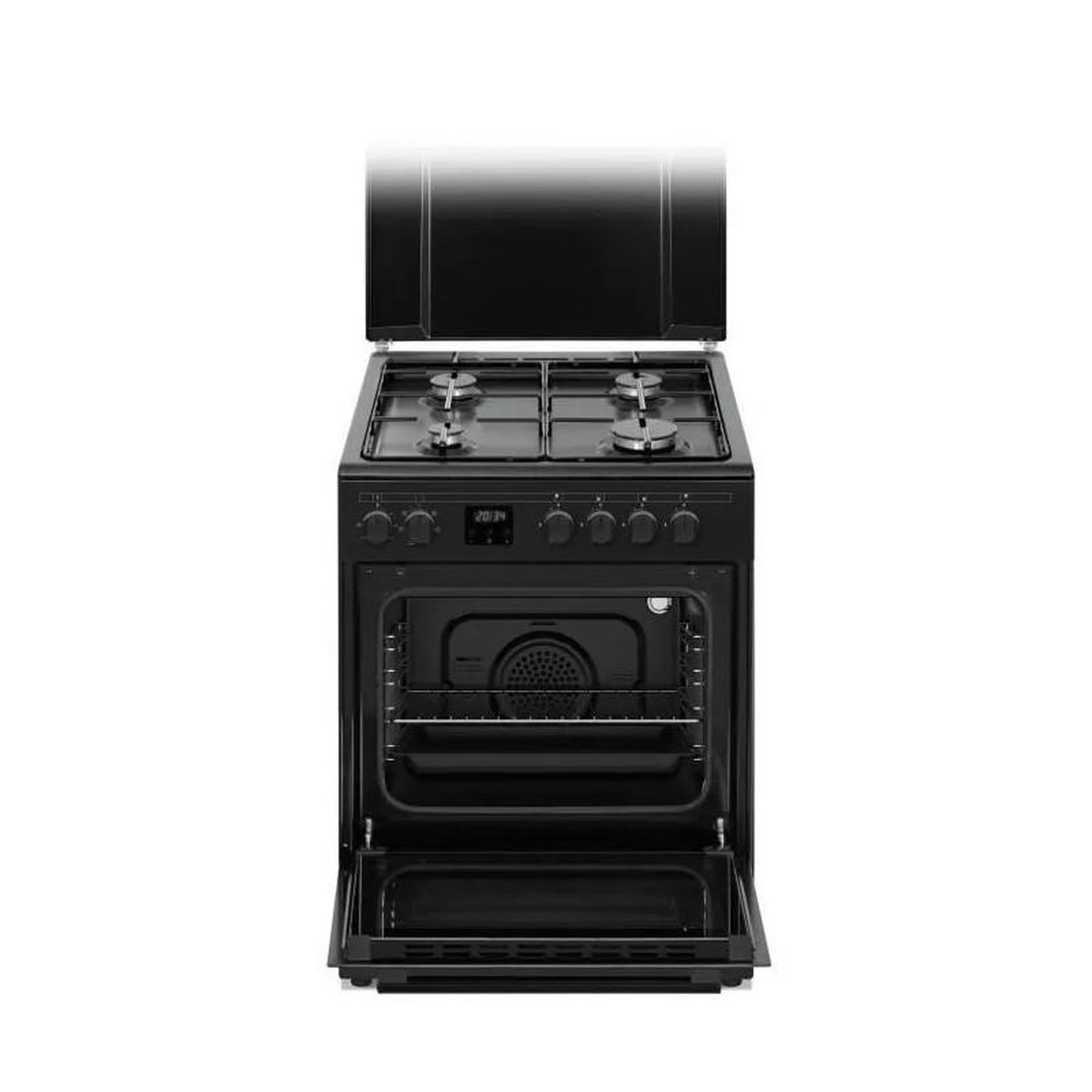 Voir la diapositive 2 : CONTINENTAL EDISON Cuisinière gaz – 4 feux – L59,8 × P61 × H83 cm – Noir – Continental Edison CECG60FCB1