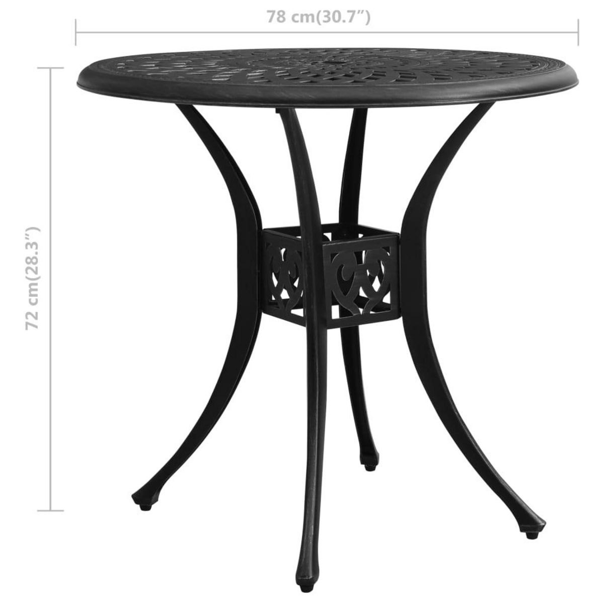 VIDAXL Table de jardin Noir 78x78x72 cm Aluminium coule