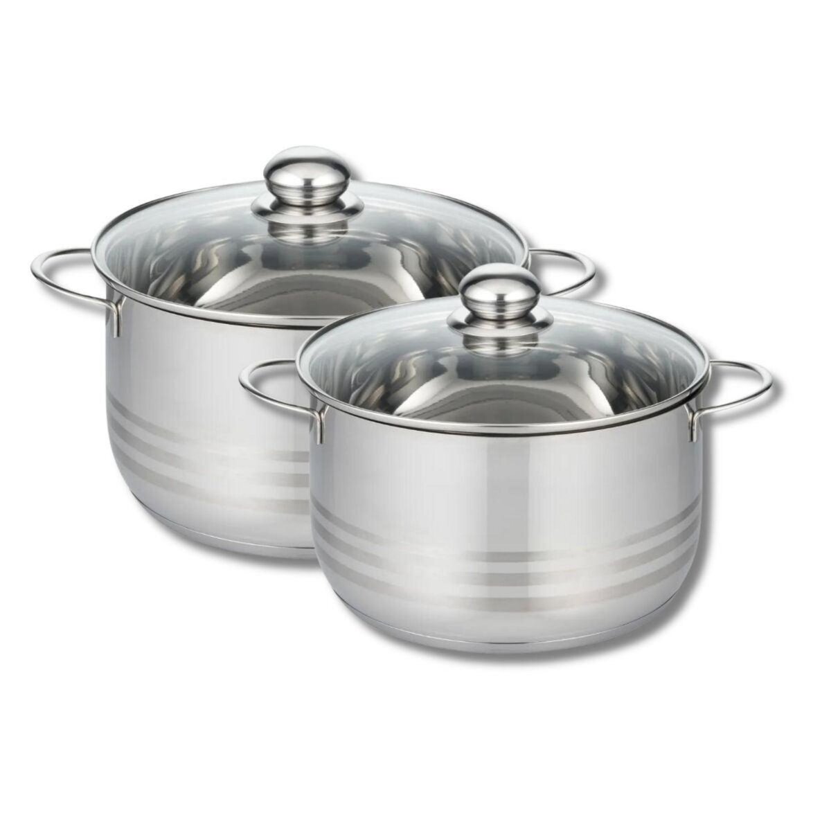 ELO Lot de 2 faitouts 20 et 24 cm en acier inoxydable sans PFAS Elo Brillant