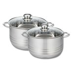 ELO Lot de 2 faitouts 20 et 24 cm en acier inoxydable sans PFAS Elo Brillant