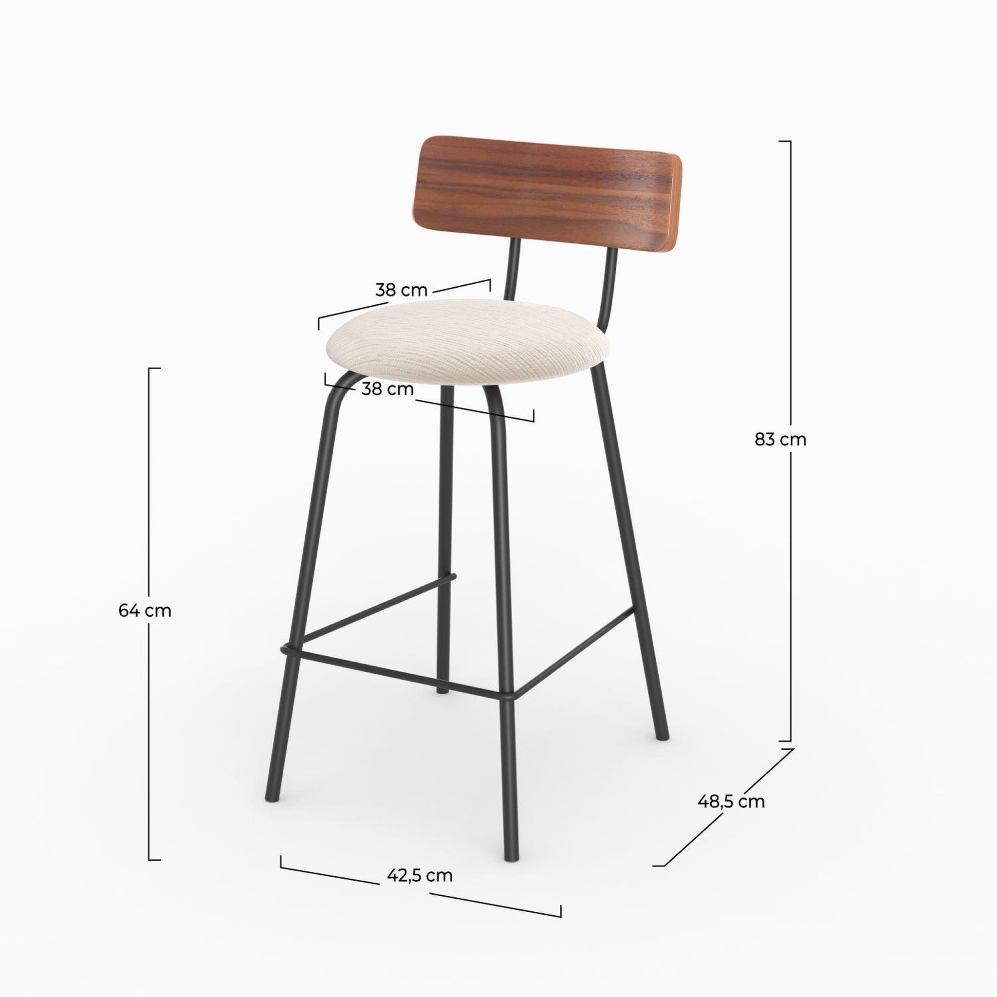 Voir la diapositive 4 : MAISON PAVANE Lot de 2 chaises pour îlot central 64 cm en tissu beige-alize