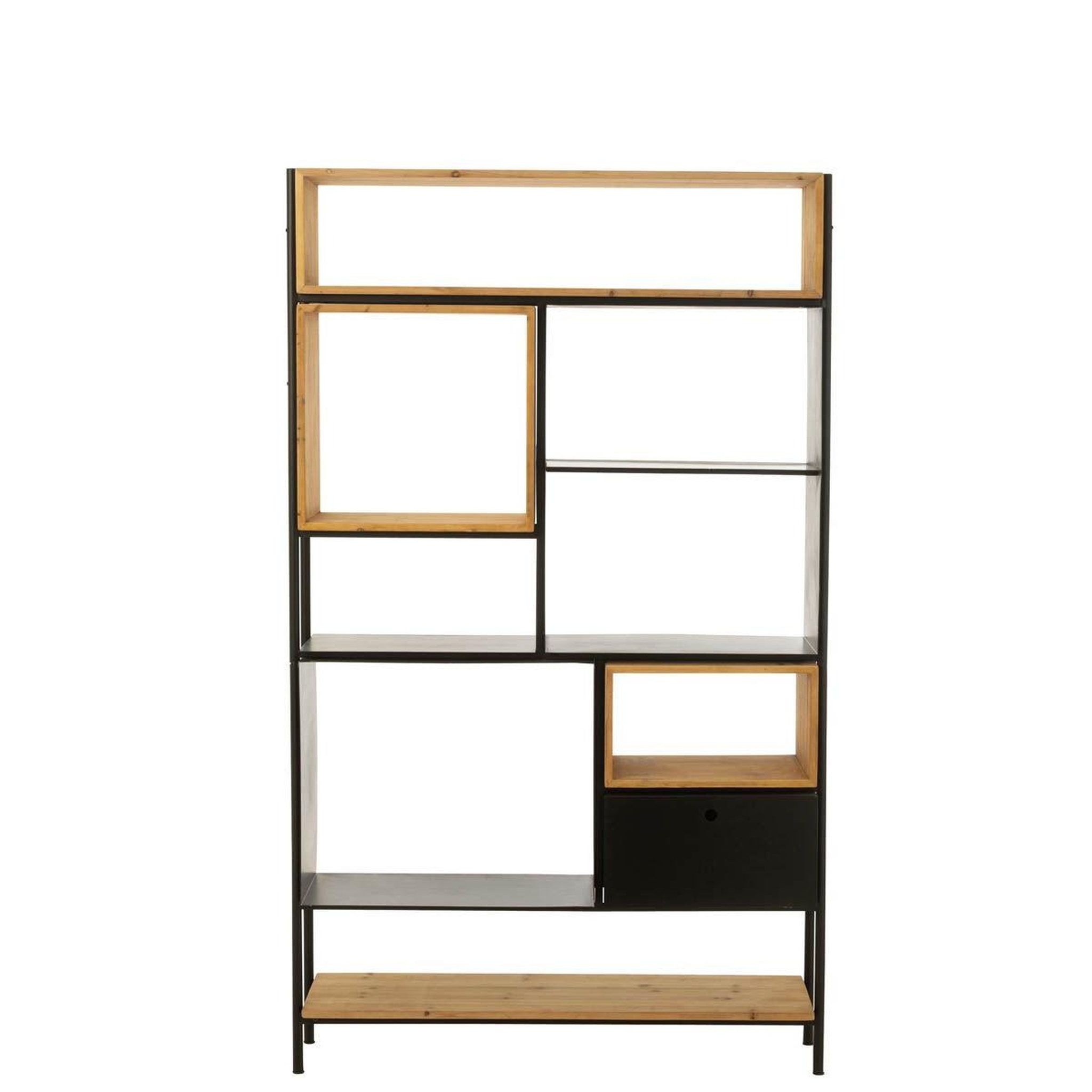 Voir la diapositive 3 : J-LINE Étagère en Bois  Tina  110cm Noir & Naturel
