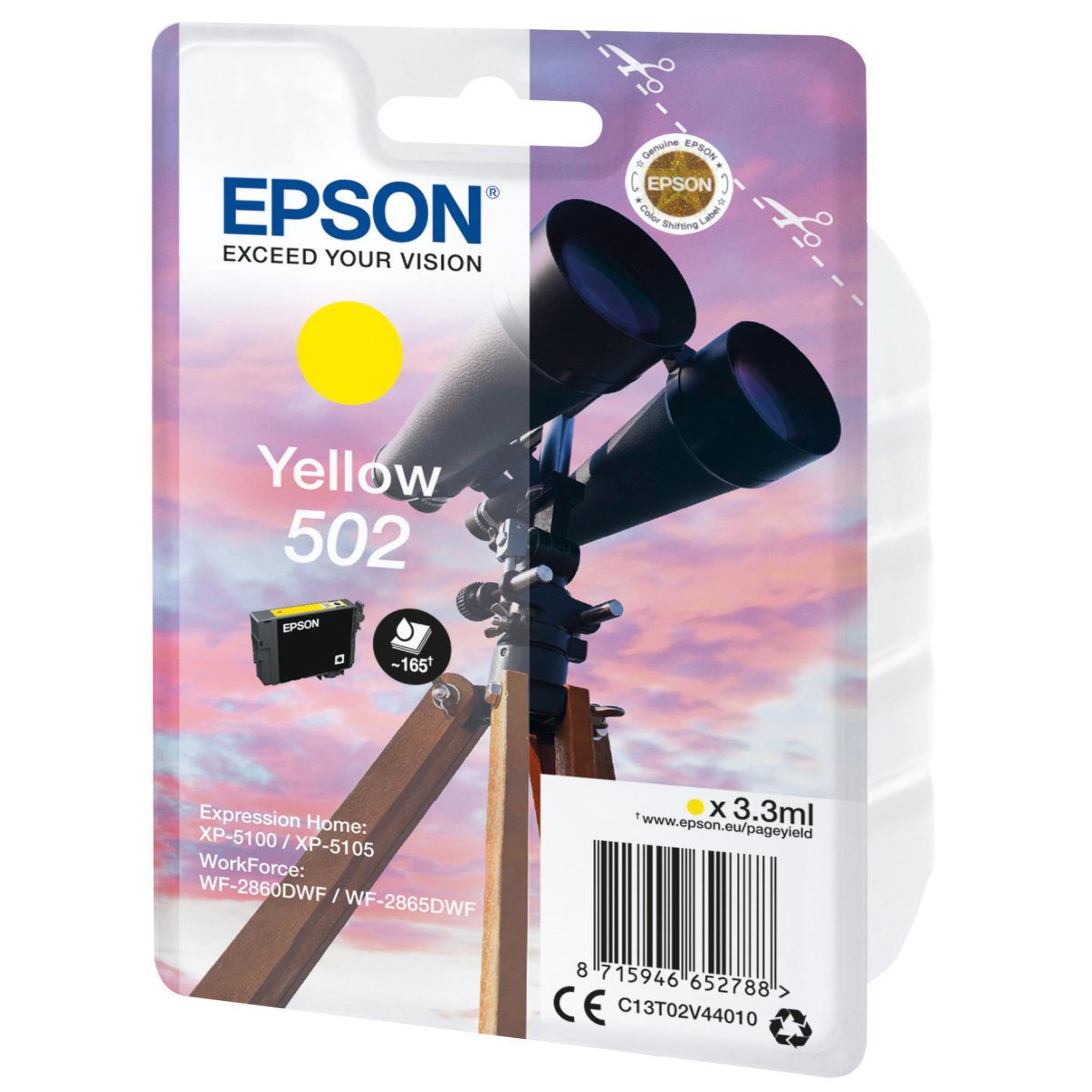 Voir la diapositive 3 : Epson Cartouche d'encre Originale 502 Jaune (Yellow) Série Jumelles - C13T02W44010