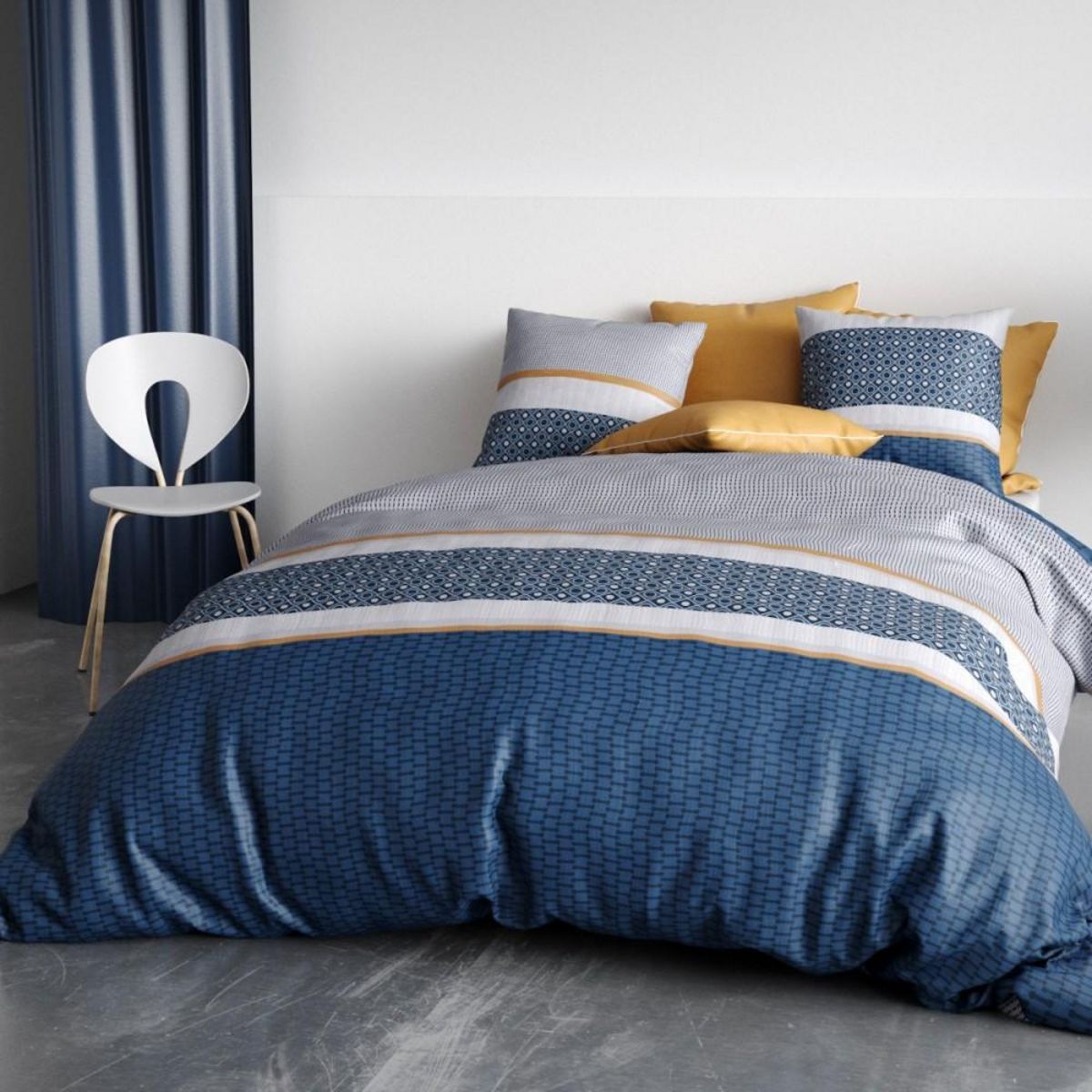 ATELIER DU COTON Housse de couette 240x220 ZANTE + 2 taies coton 57 fils