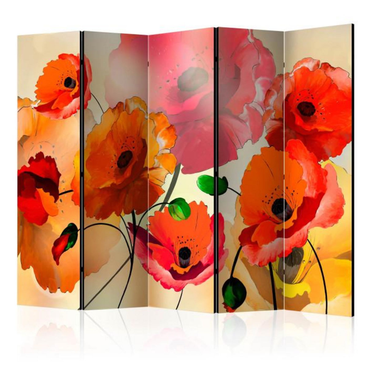 Paris Prix Paravent 5 Volets  Velvet Poppies  172x225cm