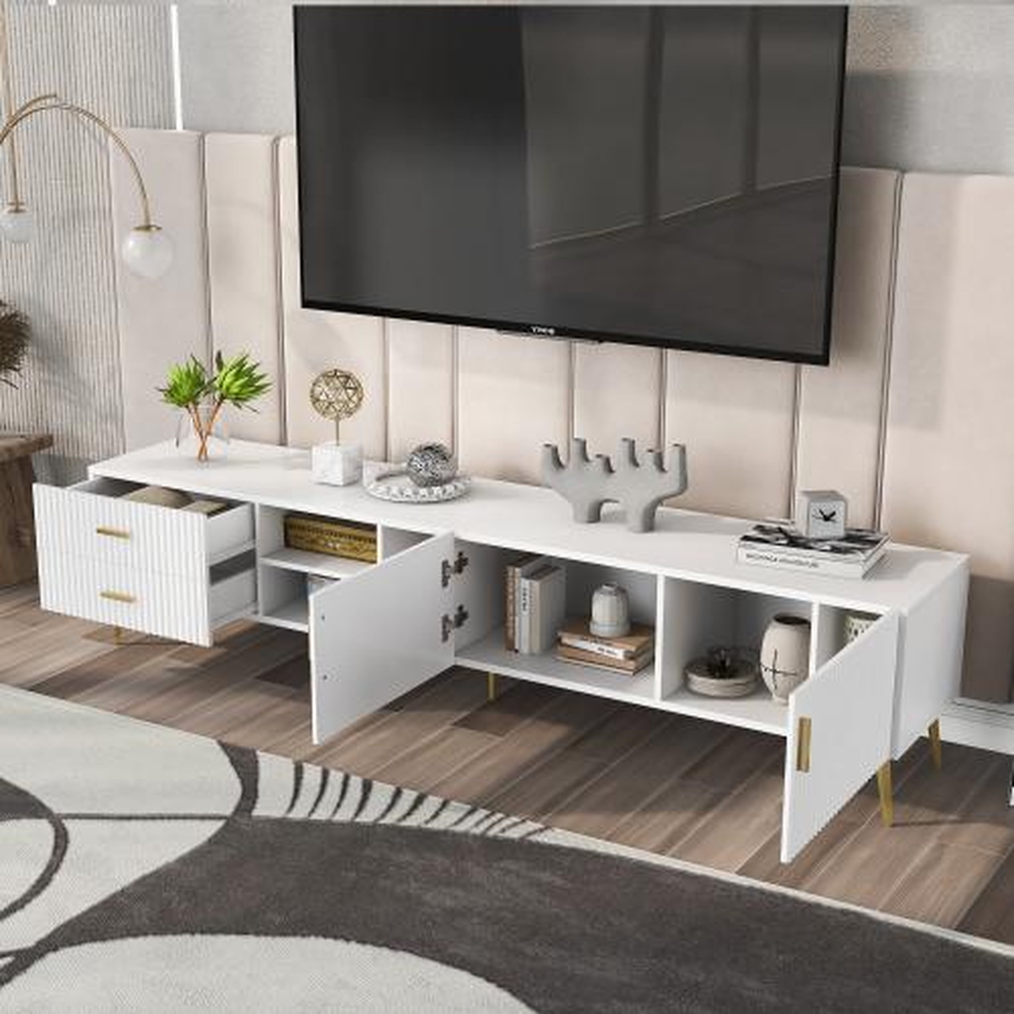 Voir la diapositive 5 : MERAX Meuble tv blanc 180 cm mdf